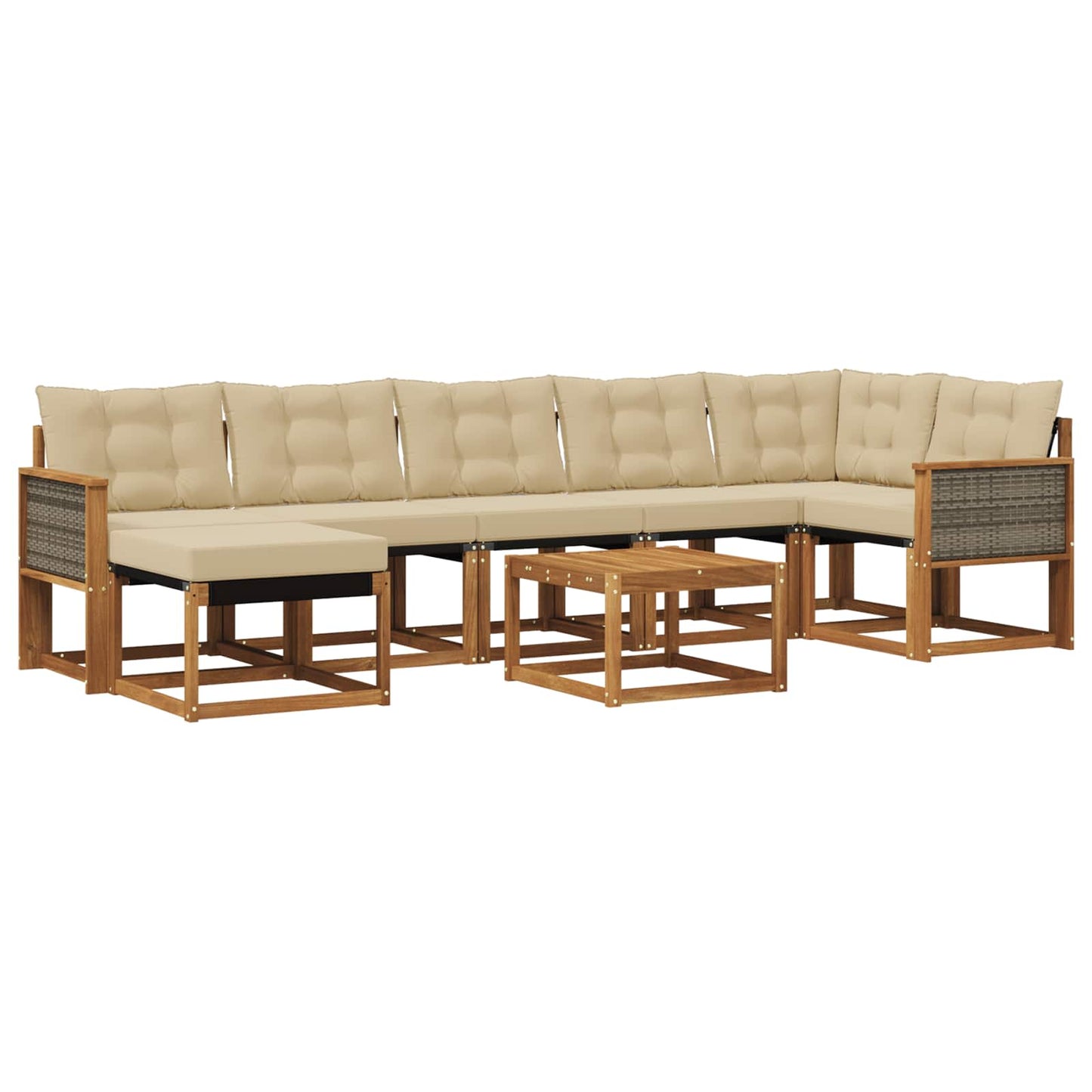 vidaXL Σειρά Καναπέ Εξωτερικού με μαξιλάρι 8 pcs Φυσικό και Μπεζ