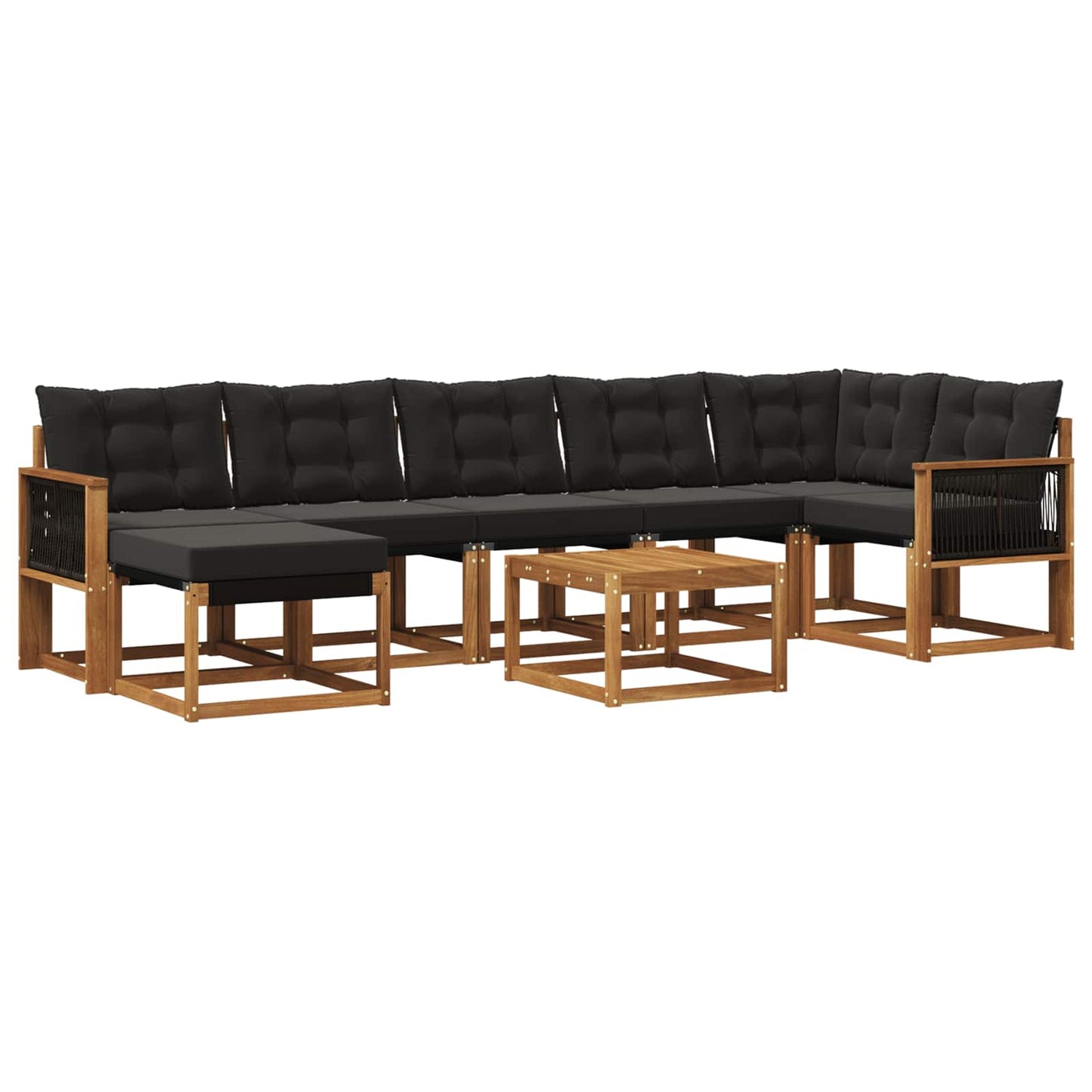 vidaXL Σειρά Καναπέ Εξωτερικού με μαξιλάρι 8 pcs Φυσικό και Μαύρο