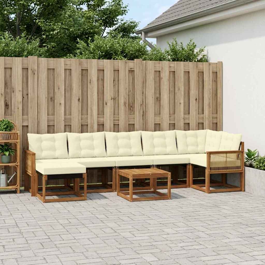vidaXL Σειρά Καναπέ Εξωτερικού με μαξιλάρι 8 pcs Φυσικό και Κρέμα