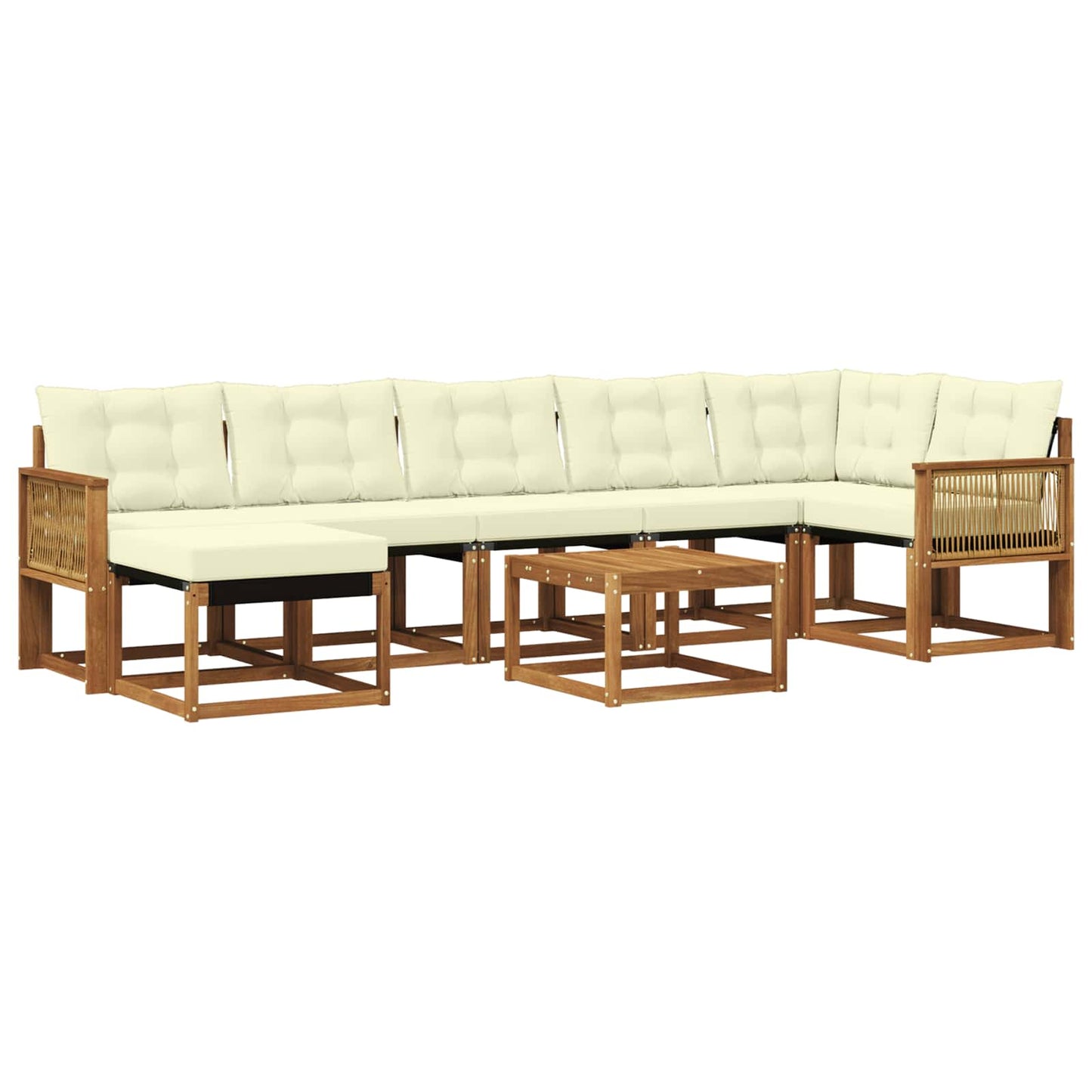 vidaXL Σειρά Καναπέ Εξωτερικού με μαξιλάρι 8 pcs Φυσικό και Κρέμα