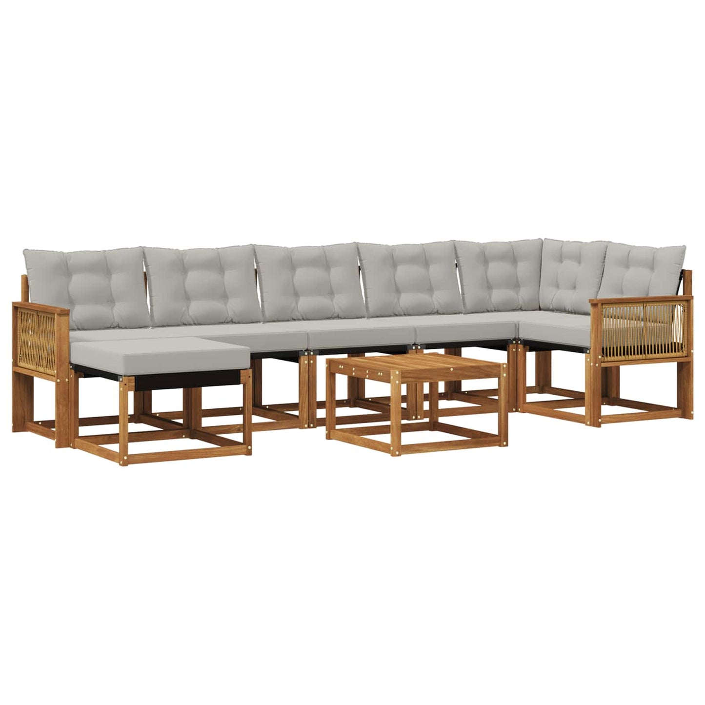 vidaXL Σειρά Καναπέ Εξωτερικού 8 pcs Φυσικό και Ανοιχτό Γκρι