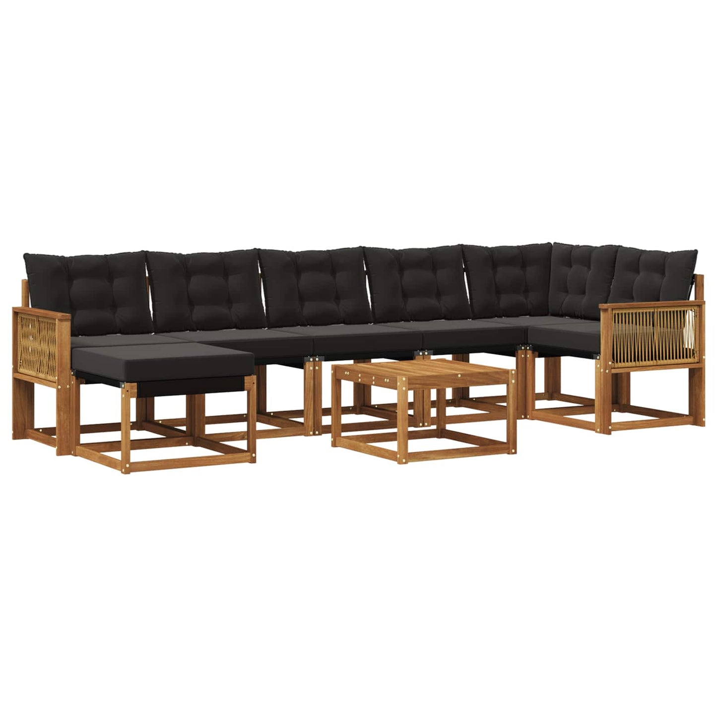 vidaXL Σειρά Καναπέ Εξωτερικού με μαξιλάρι 8 pcs Φυσικό και Μαύρο