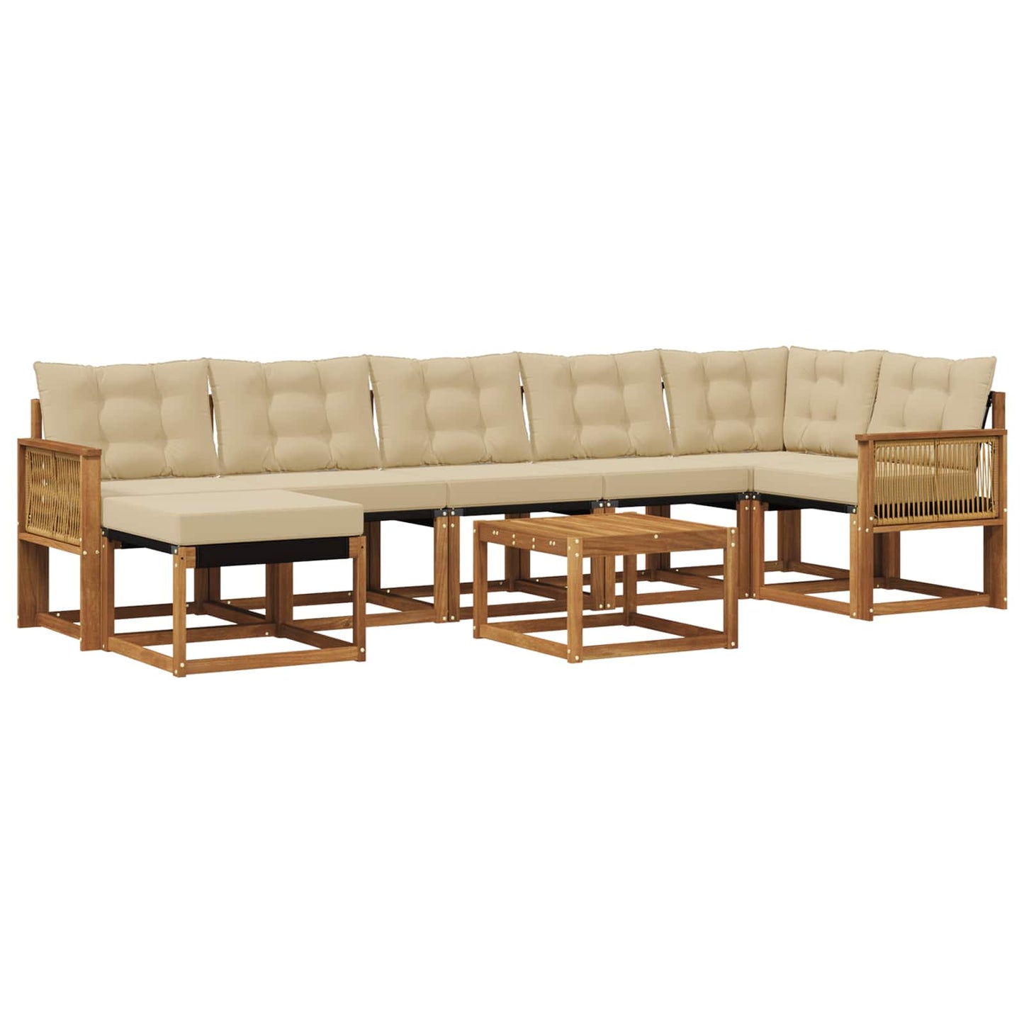 vidaXL Σειρά Καναπέ Εξωτερικού με μαξιλάρι 8 pcs Φυσικό και Μπεζ