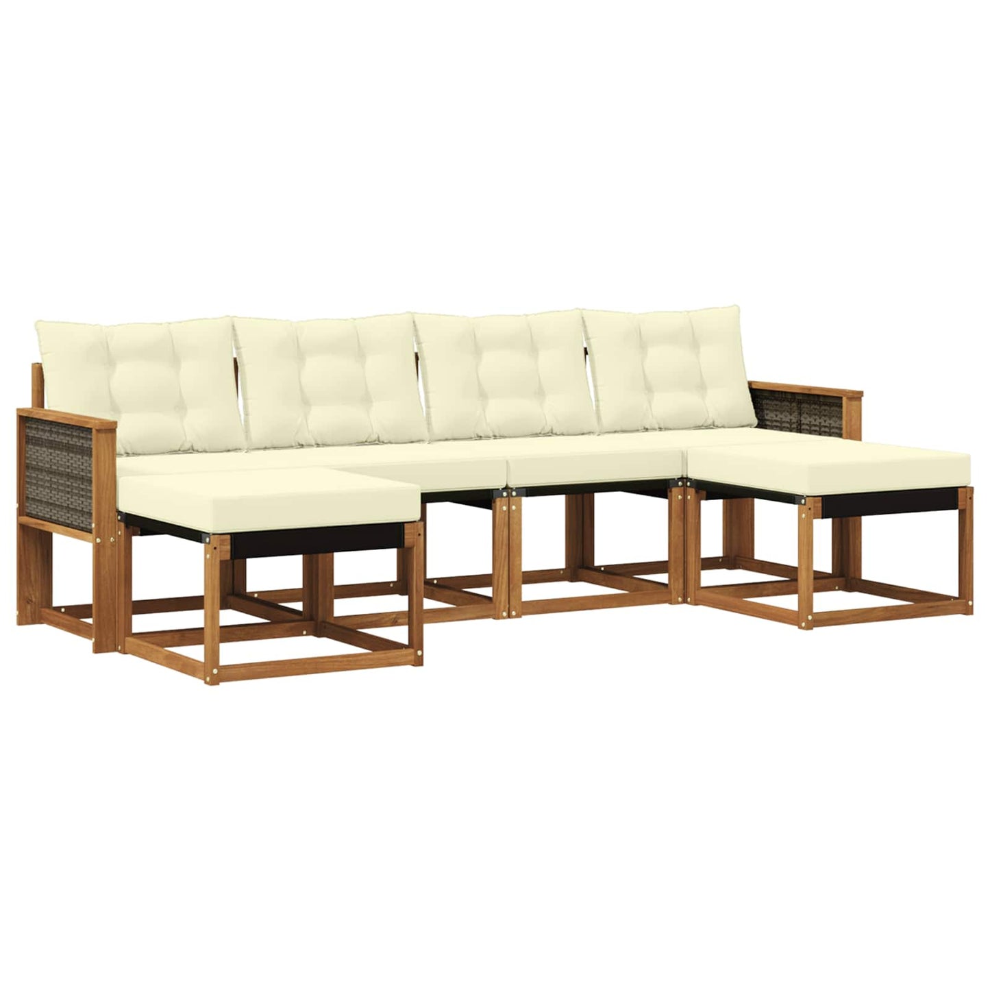 vidaXL Σειρά Καναπέ Εξωτερικού με μαξιλάρι 6 pcs Φυσικό και Κρέμα