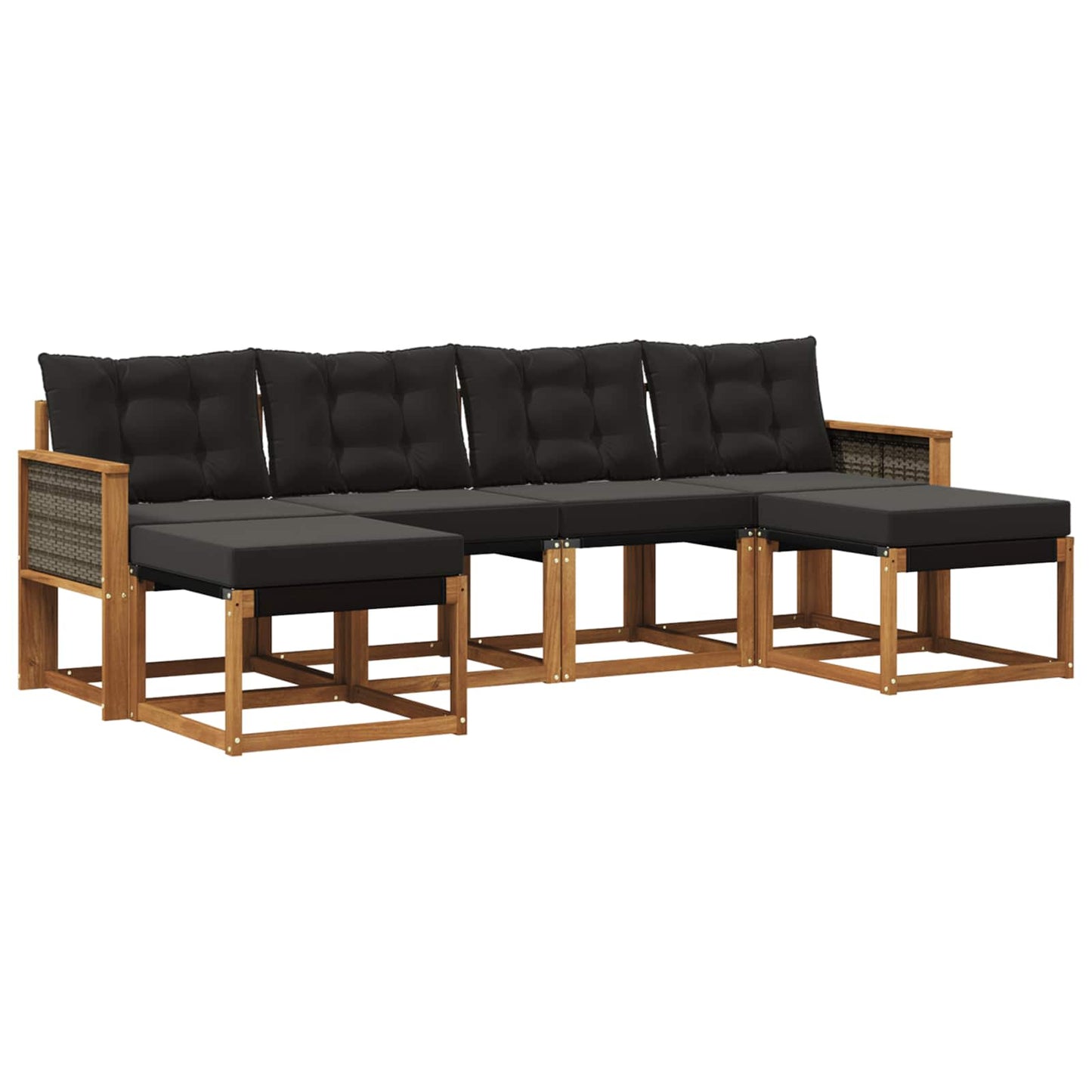 vidaXL Σειρά Καναπέ Εξωτερικού με μαξιλάρι 6 pcs Φυσικό και Μαύρο