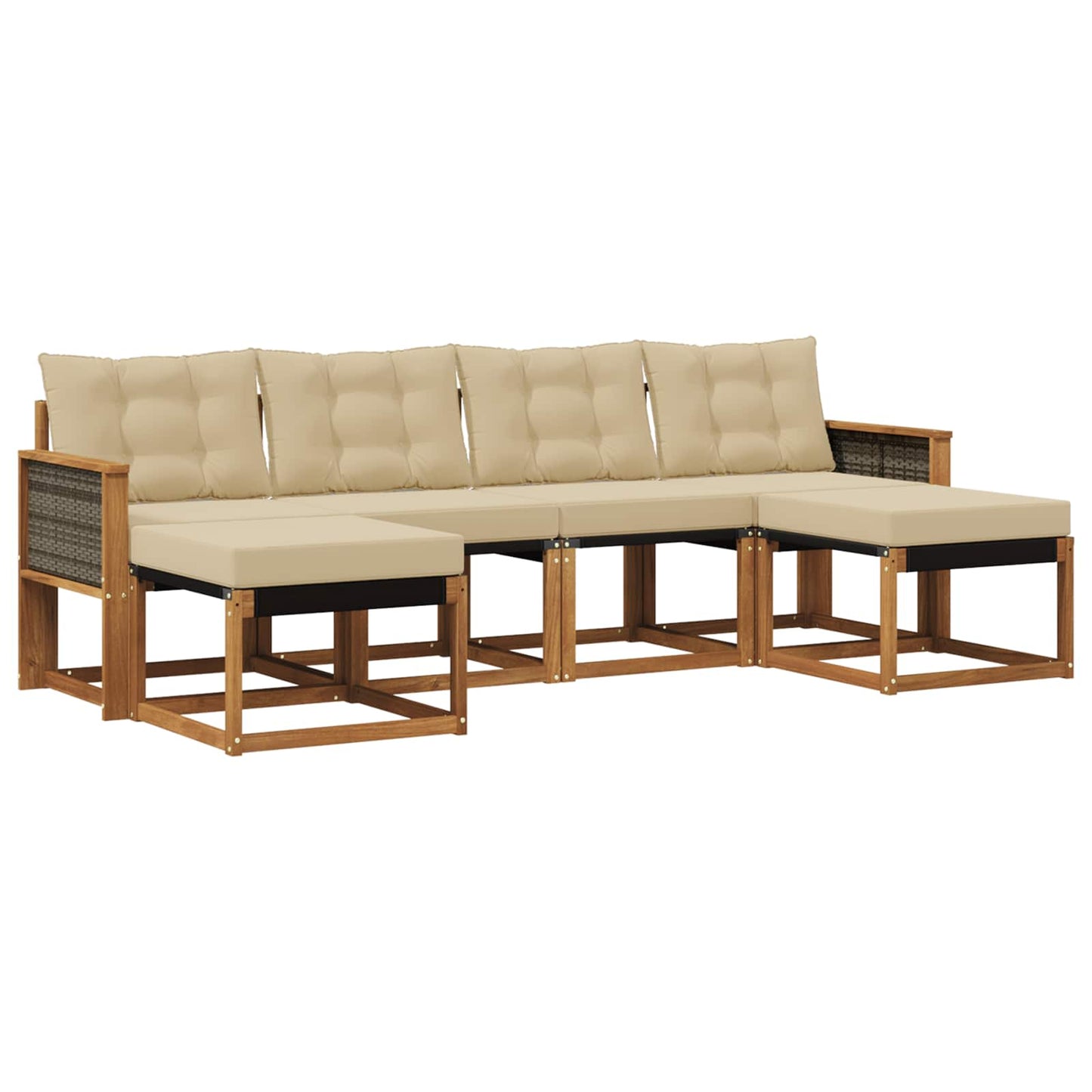 vidaXL Σειρά Καναπέ Εξωτερικού με μαξιλάρι 6 pcs Φυσικό και Μπεζ
