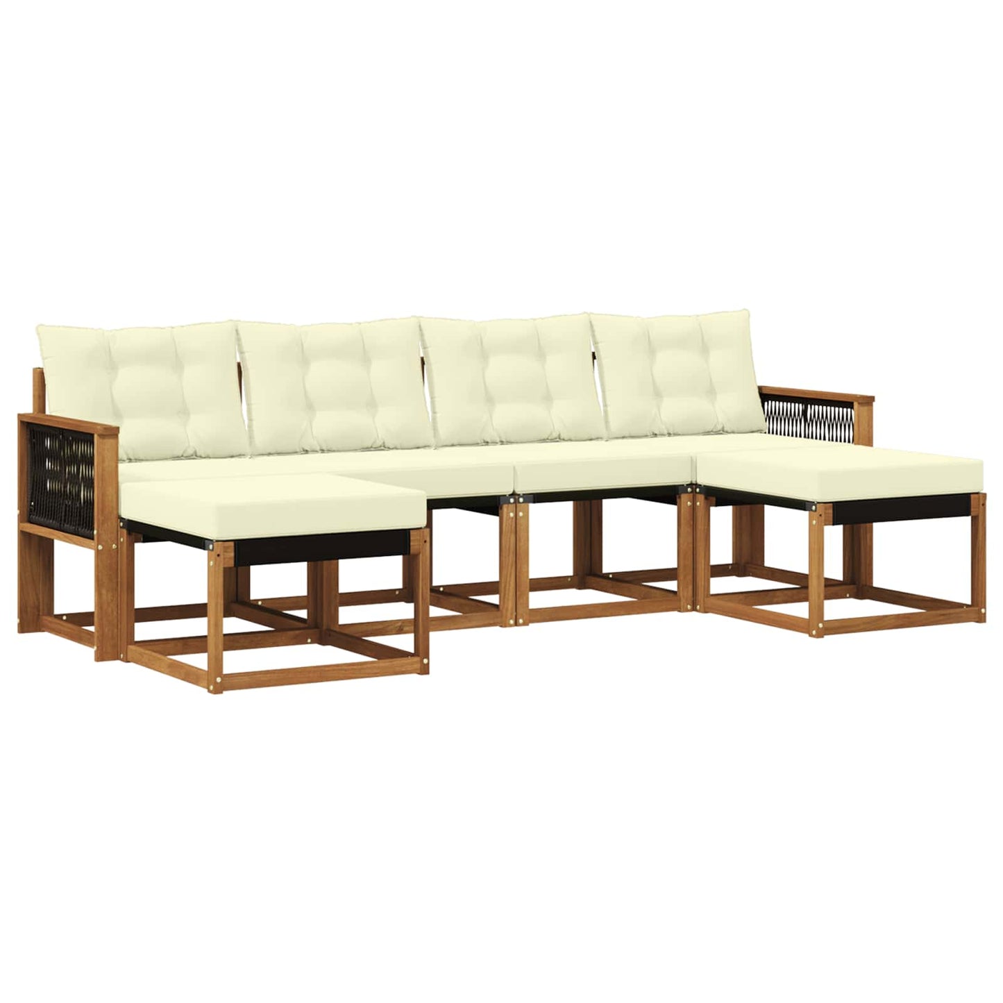 vidaXL Σειρά Καναπέ Εξωτερικού με μαξιλάρι 6 pcs Φυσικό και Κρέμα