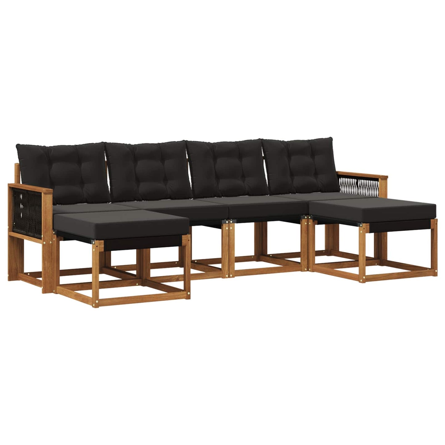vidaXL Σειρά Καναπέ Εξωτερικού με μαξιλάρι 6 pcs Φυσικό και Μαύρο