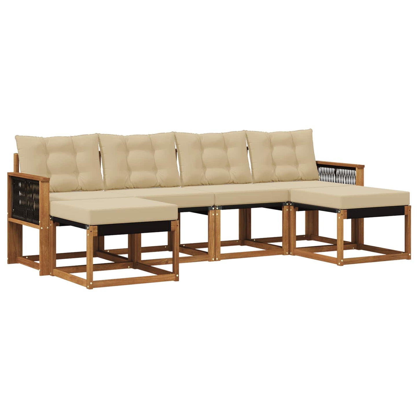 vidaXL Σειρά Καναπέ Εξωτερικού με μαξιλάρι 6 pcs Φυσικό και Μπεζ