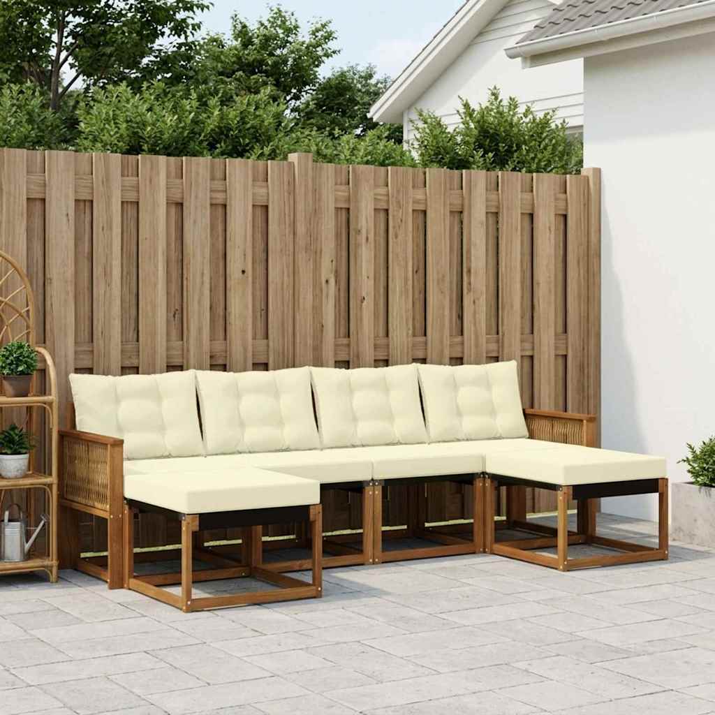 vidaXL Σειρά Καναπέ Εξωτερικού με μαξιλάρι 6 pcs Φυσικό και Κρέμα
