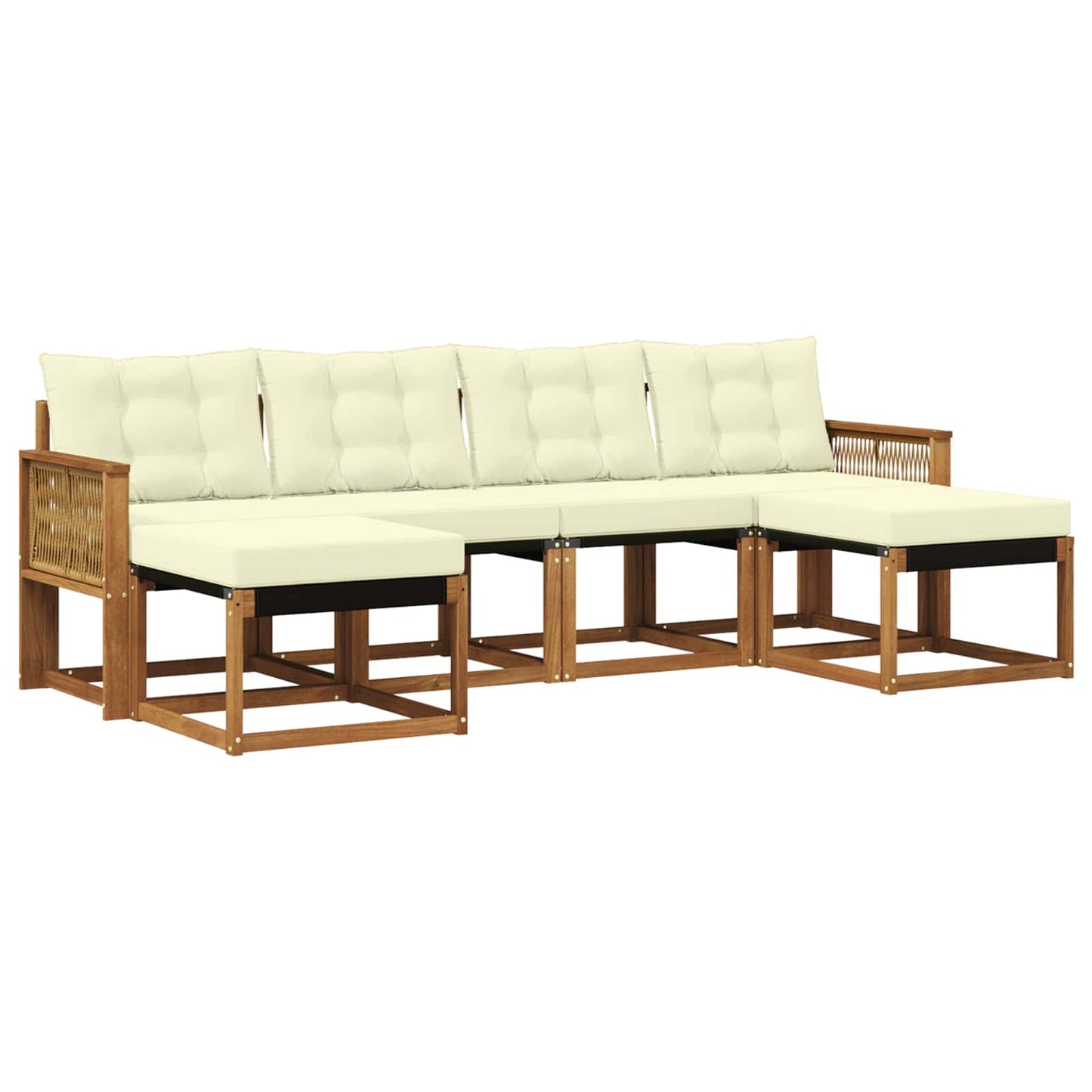 vidaXL Σειρά Καναπέ Εξωτερικού με μαξιλάρι 6 pcs Φυσικό και Κρέμα