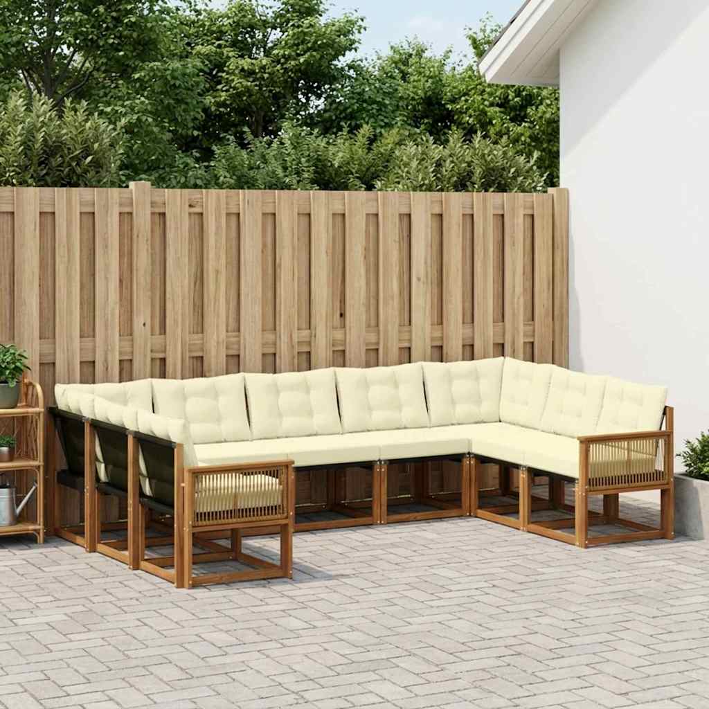 vidaXL Σειρά Καναπέ Εξωτερικού με μαξιλάρι 9 pcs Φυσικό και Κρέμα