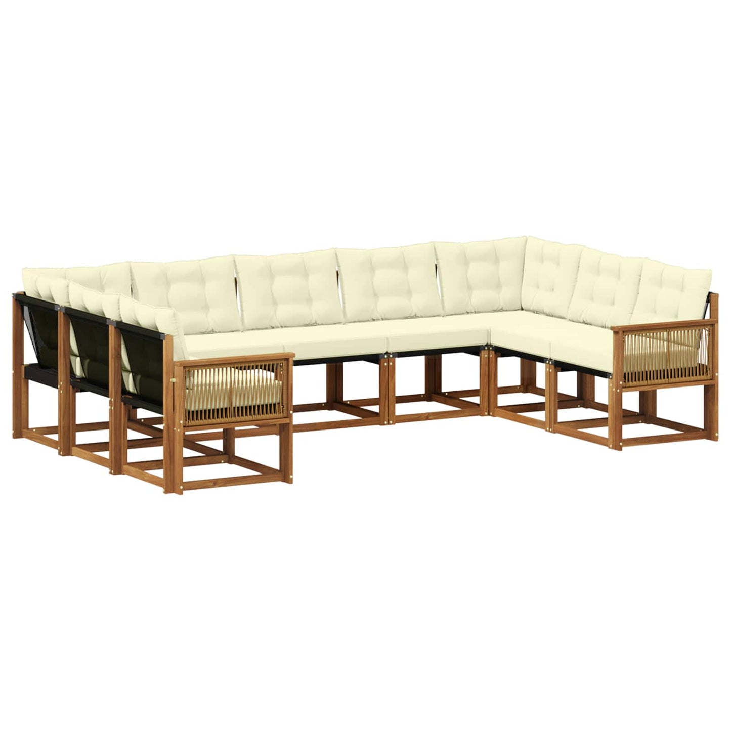 vidaXL Σειρά Καναπέ Εξωτερικού με μαξιλάρι 9 pcs Φυσικό και Κρέμα