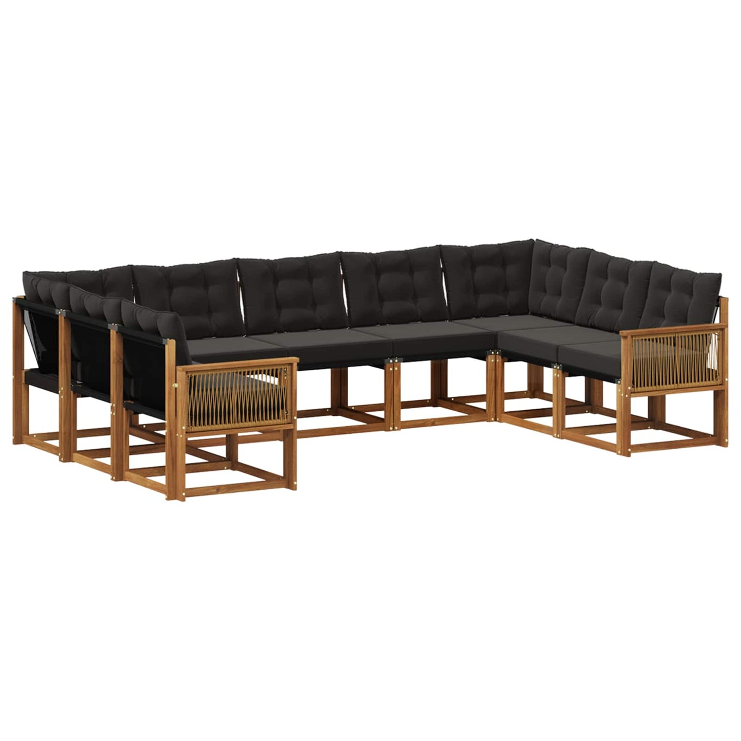 vidaXL Σειρά Καναπέ Εξωτερικού με μαξιλάρι 9 pcs Φυσικό και Μαύρο