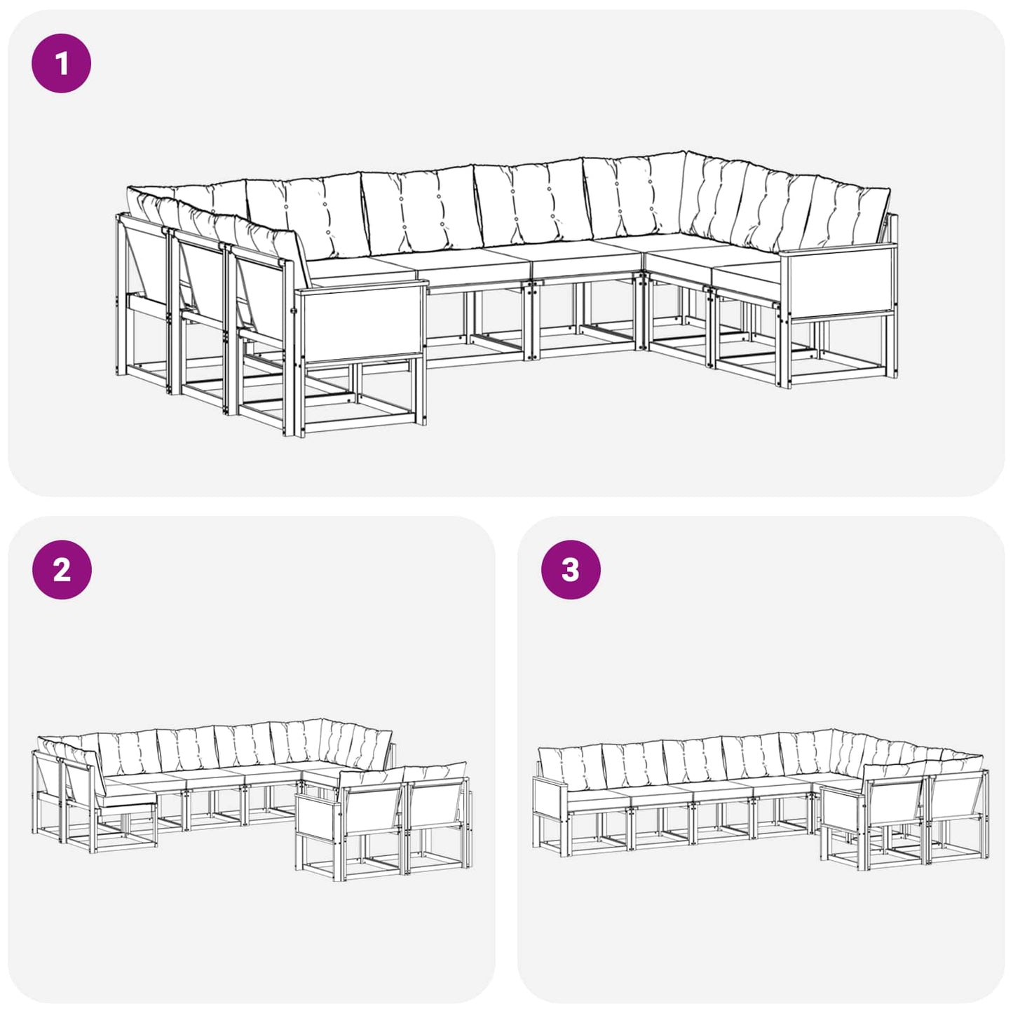 vidaXL Σειρά Καναπέ Εξωτερικού με μαξιλάρι 9 pcs Φυσικό και Μπεζ