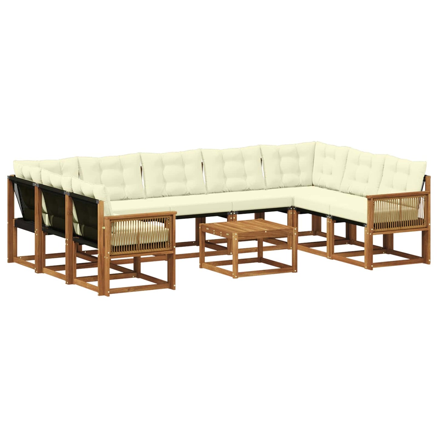 vidaXL Σειρά Καναπέ Εξωτερικού με μαξιλάρι 10 pcs Φυσικό και Κρέμα