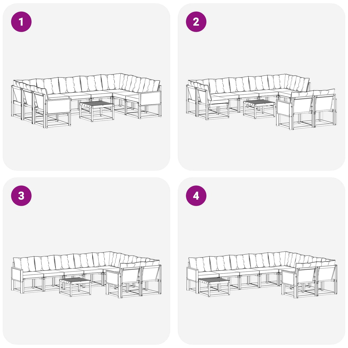 vidaXL Σειρά Καναπέ Εξωτερικού με μαξιλάρι 10 pcs Φυσικό και Μαύρο