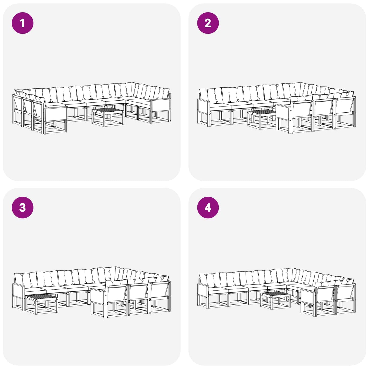 vidaXL Σειρά Καναπέ Εξωτερικού με μαξιλάρι 11 pcs Φυσικό και Μαύρο
