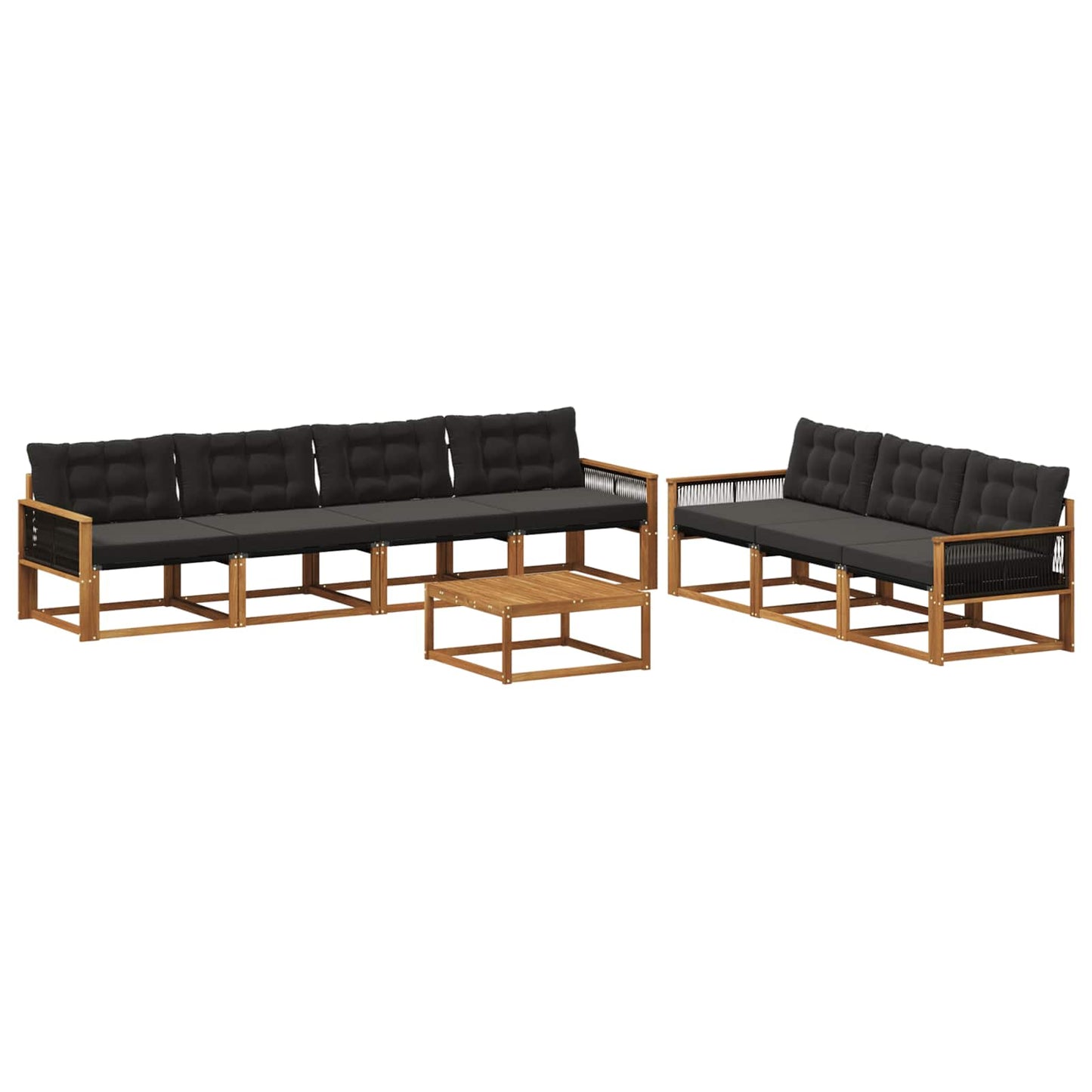 vidaXL Σειρά Καναπέ Εξωτερικού 8 τμχ. Φυσικό και Μαύρο