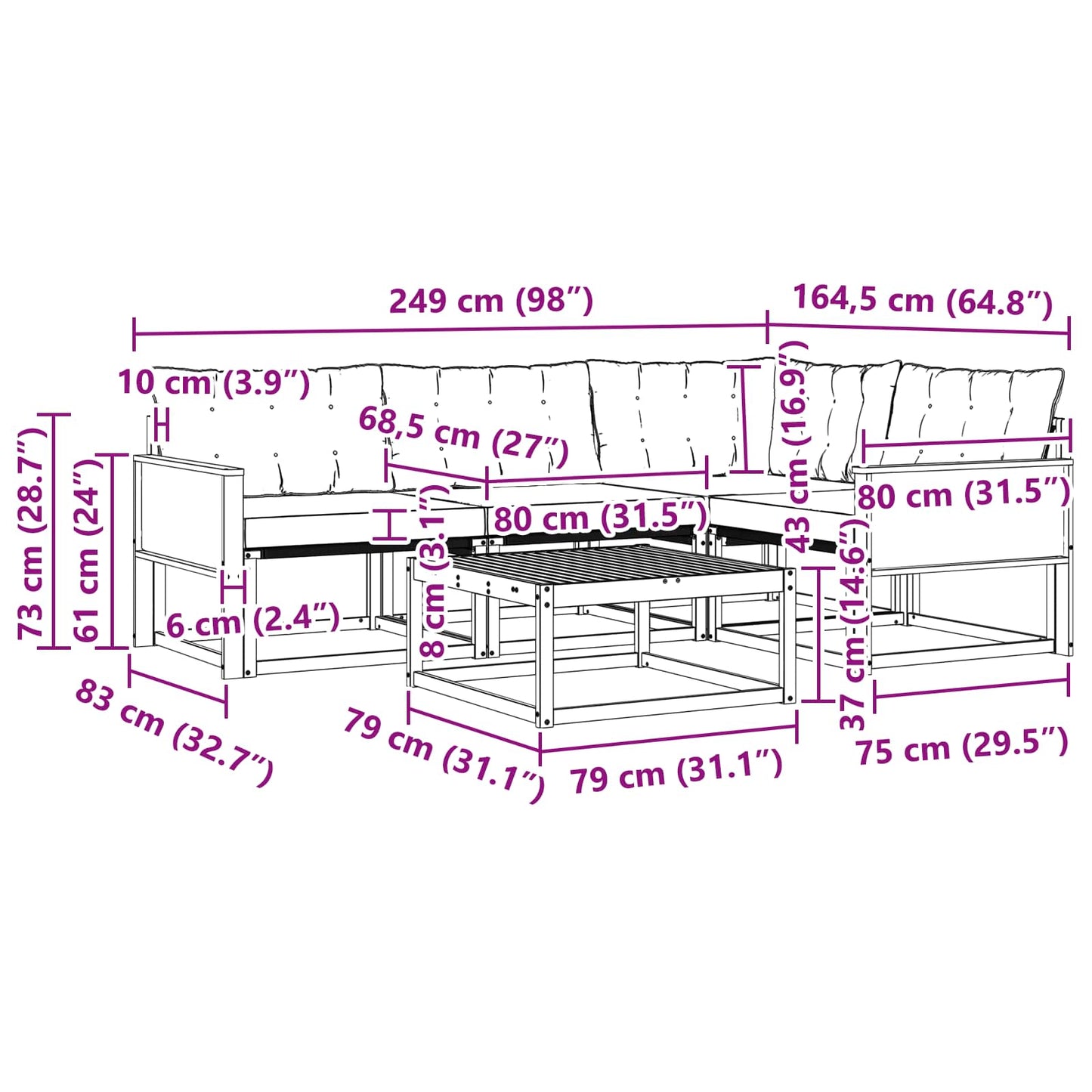 vidaXL Σειρά Καναπέ Εξωτερικού 5 τμχ. Φυσικό και Κρέμα