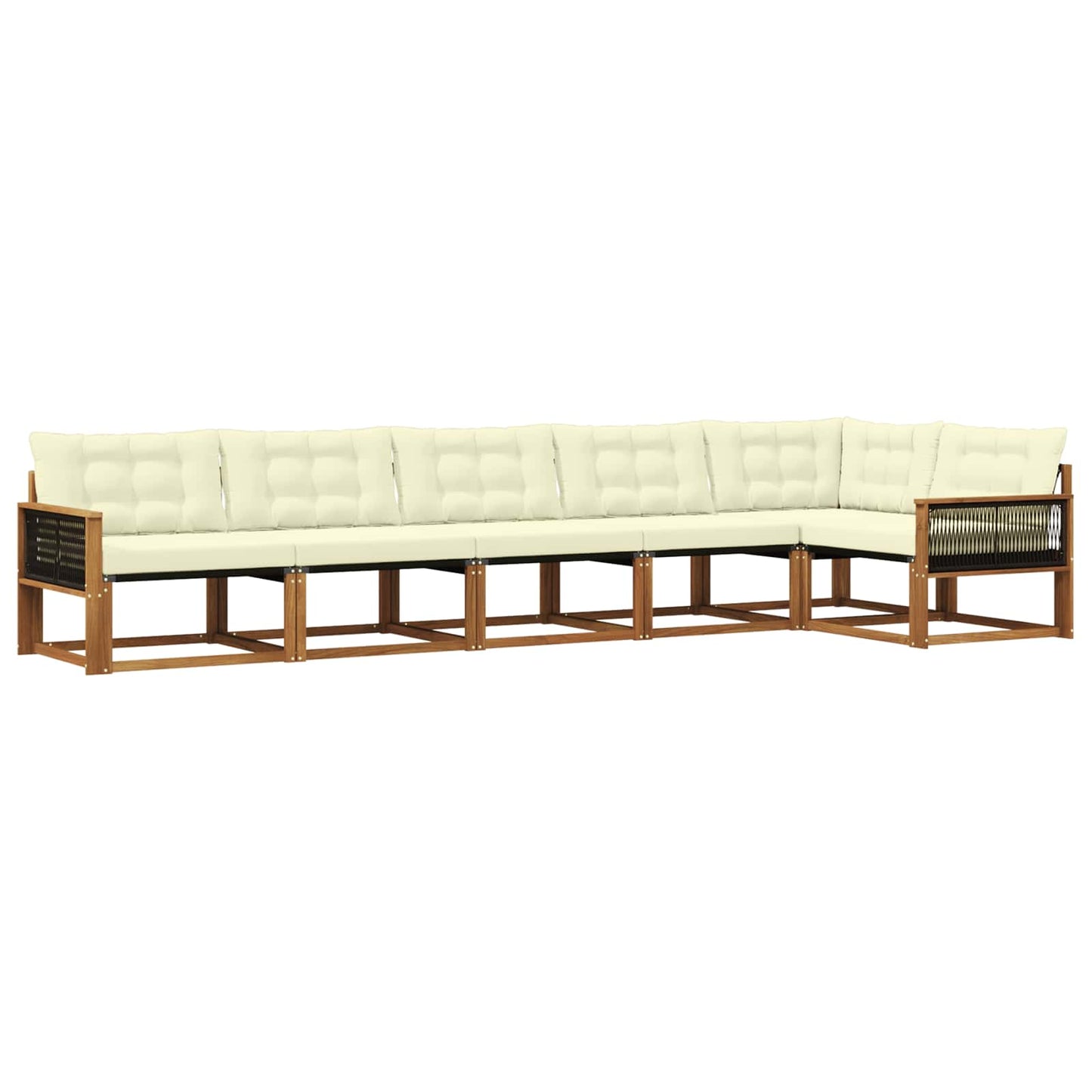 vidaXL Σειρά Καναπέ Εξωτερικού με μαξιλάρι 6 pcs Φυσικό και Κρέμα