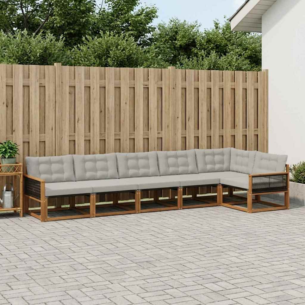 vidaXL Σειρά Καναπέ Εξωτερικού 6 pcs Φυσικό και Ανοιχτό Γκρι
