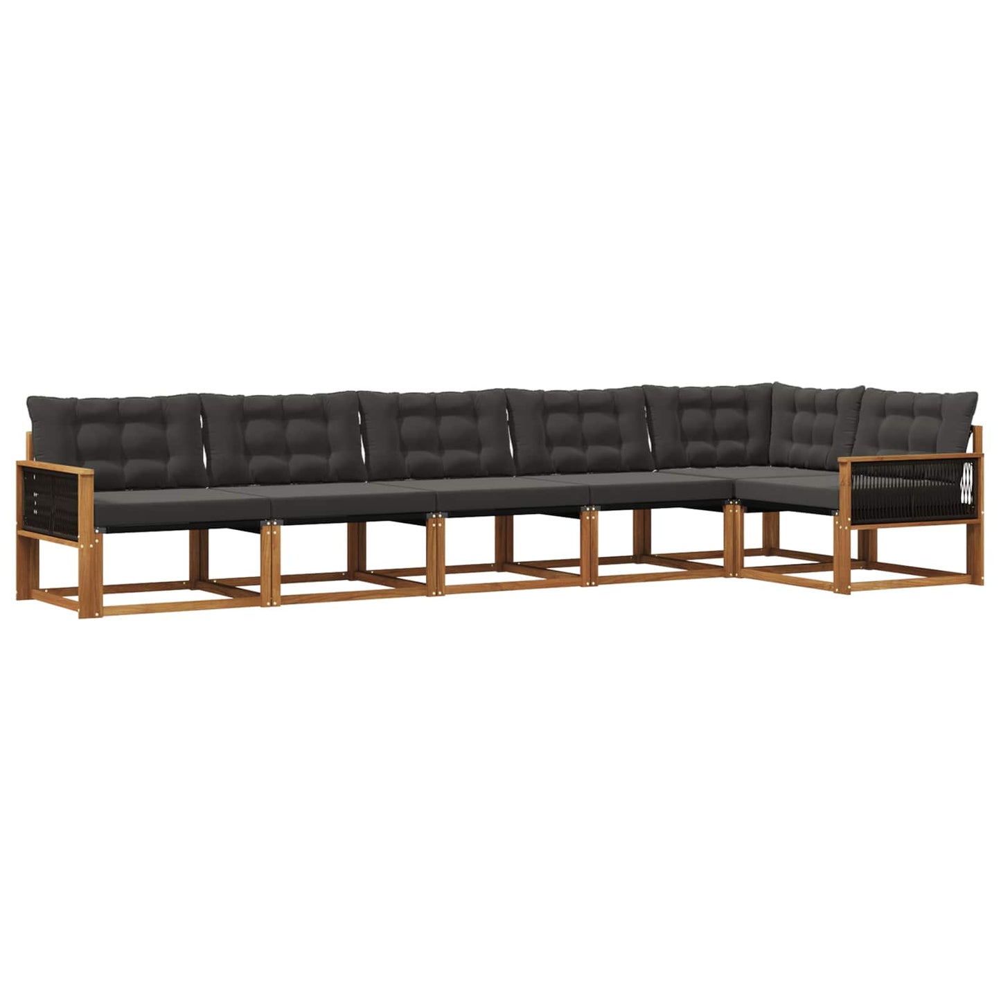 vidaXL Σειρά Καναπέ Εξωτερικού με μαξιλάρι 6 pcs Φυσικό και Μαύρο