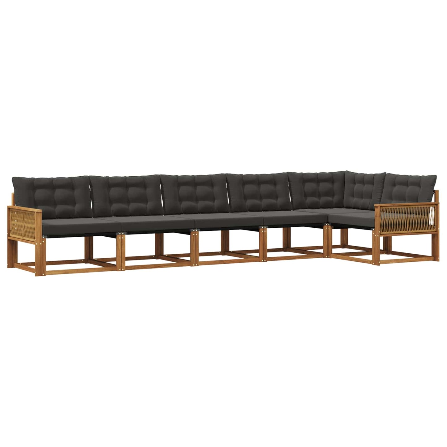 vidaXL Σειρά Καναπέ Εξωτερικού με μαξιλάρι 6 pcs Φυσικό και Μαύρο