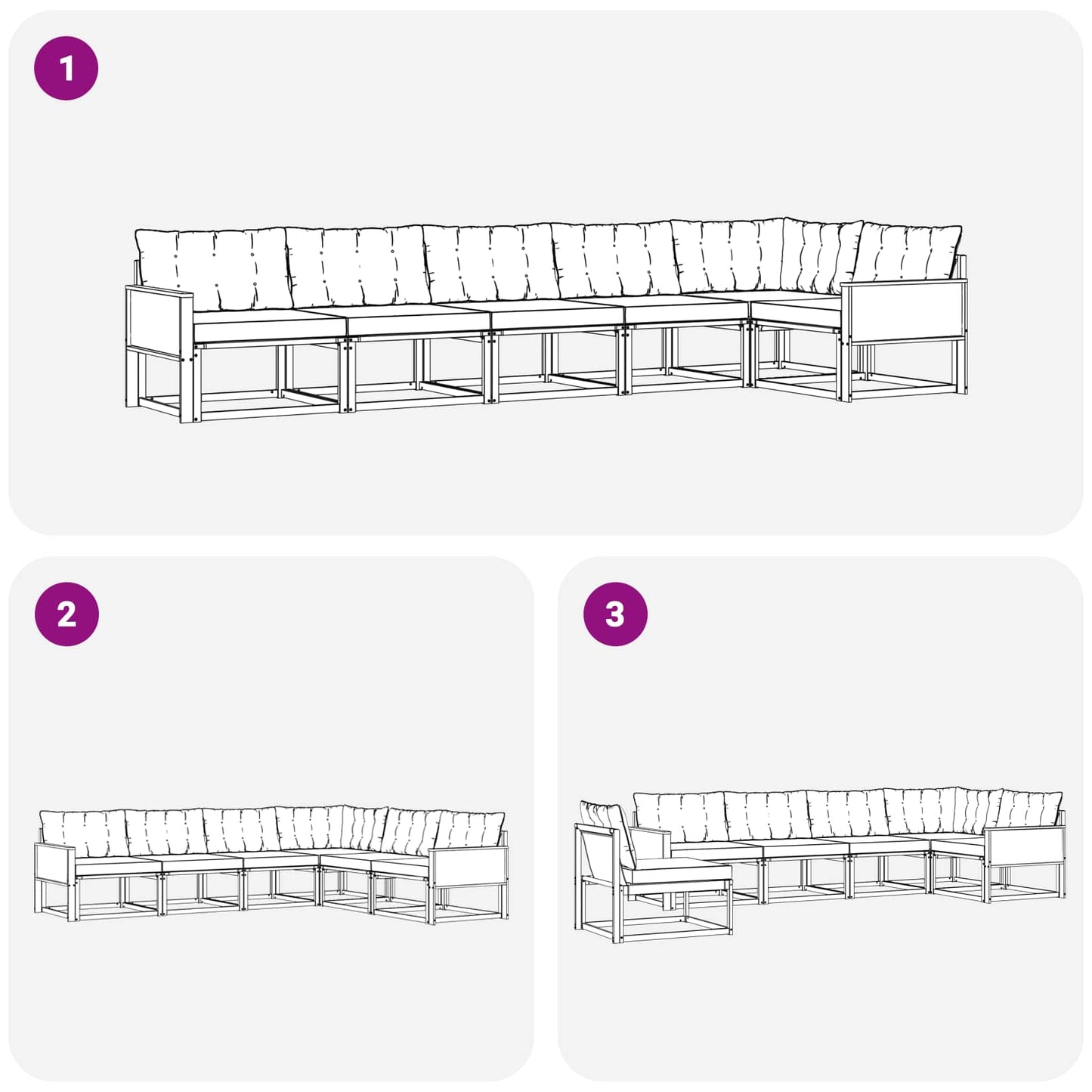 vidaXL Σειρά Καναπέ Εξωτερικού με μαξιλάρι 6 pcs Φυσικό και Μπεζ
