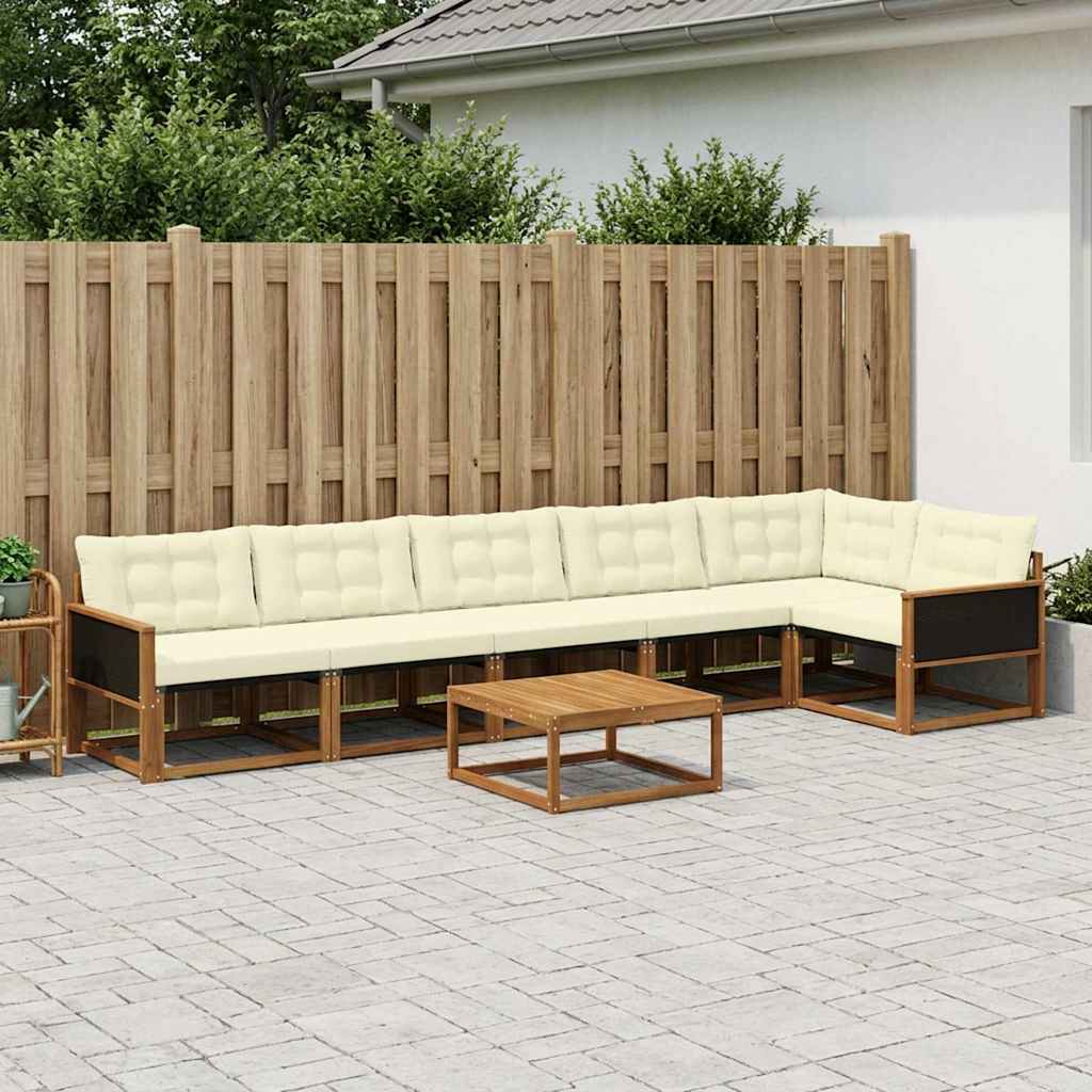 vidaXL Σειρά Καναπέ Εξωτερικού με μαξιλάρι 7 pcs Φυσικό και Κρέμα