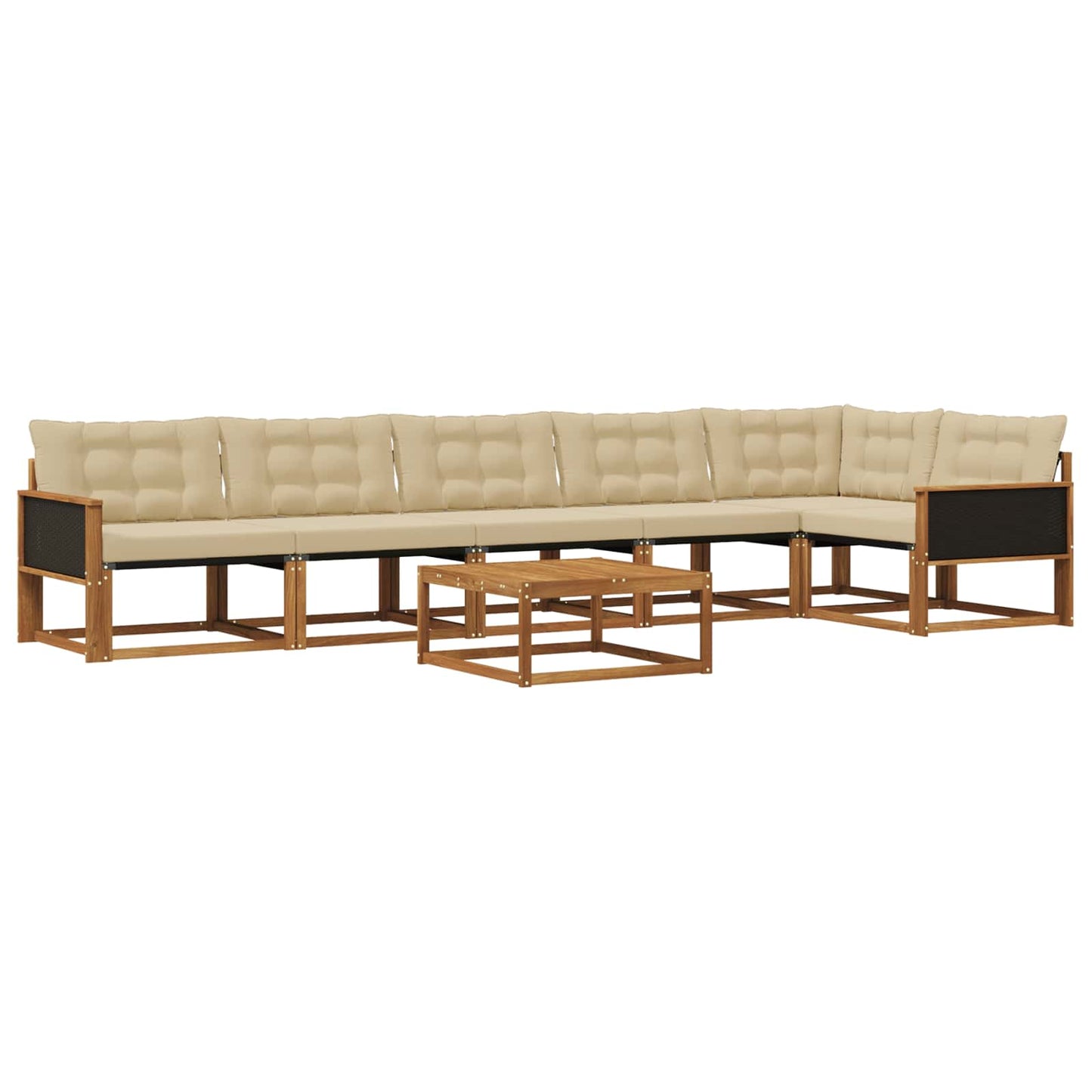 vidaXL Σειρά Καναπέ Εξωτερικού με μαξιλάρι 7 pcs Φυσικό και Μπεζ