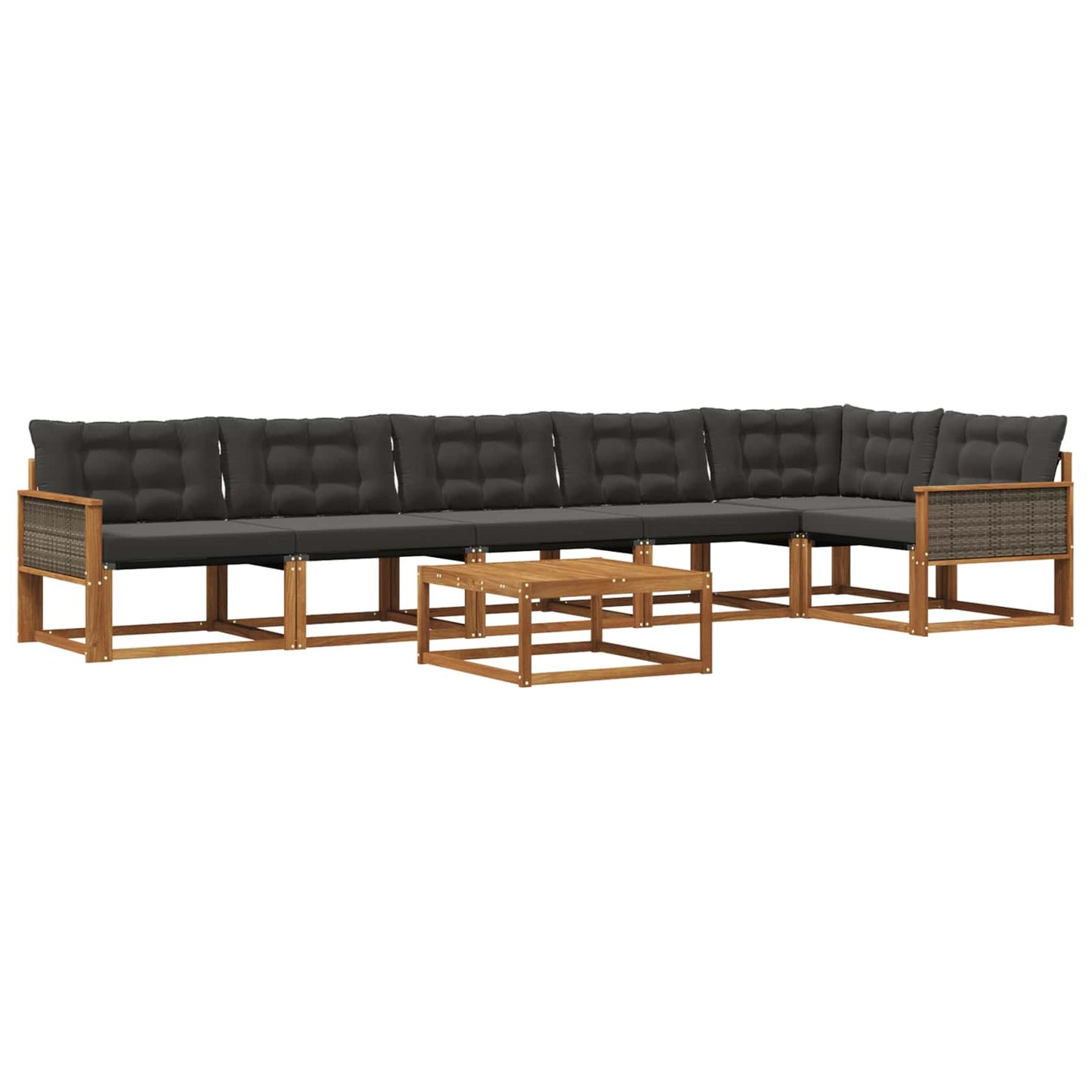vidaXL Σειρά Καναπέ Εξωτερικού με μαξιλάρι 7 pcs Φυσικό και Μαύρο