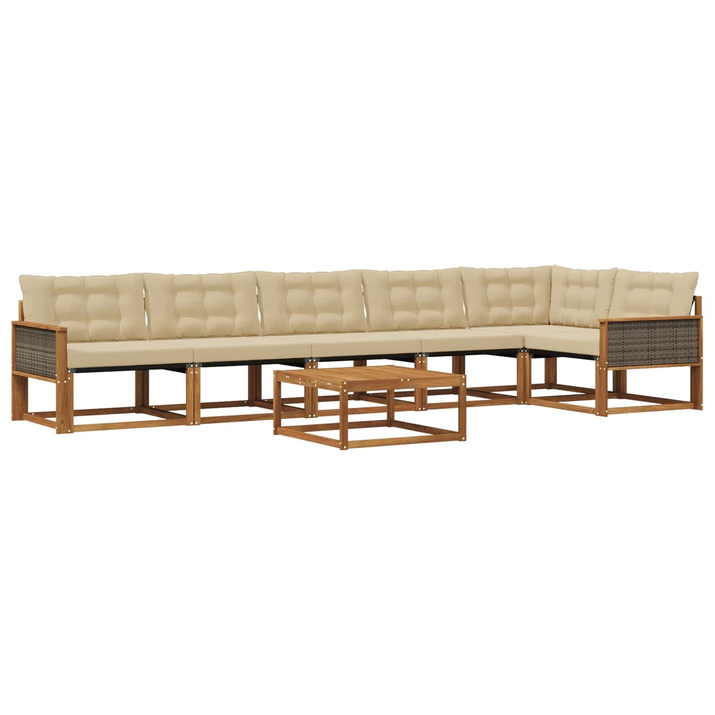 vidaXL Σειρά Καναπέ Εξωτερικού με μαξιλάρι 7 pcs Φυσικό και Μπεζ