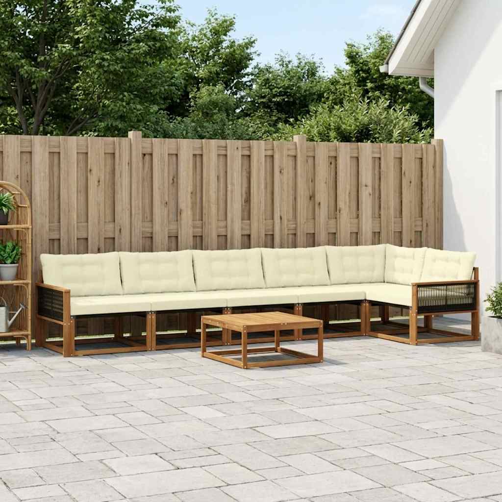 vidaXL Σειρά Καναπέ Εξωτερικού με μαξιλάρι 7 pcs Φυσικό και Κρέμα