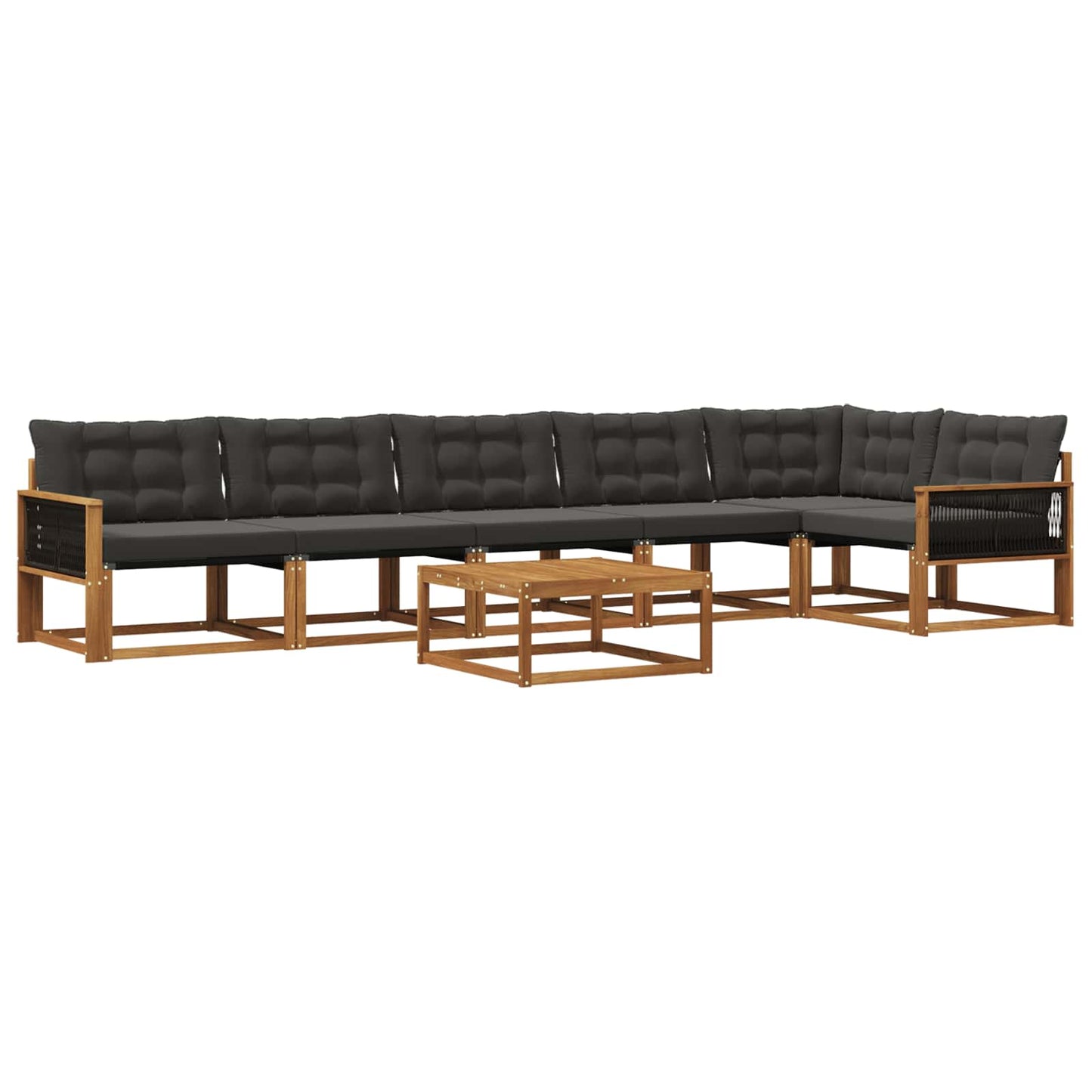 vidaXL Σειρά Καναπέ Εξωτερικού με μαξιλάρι 7 pcs Φυσικό και Μαύρο