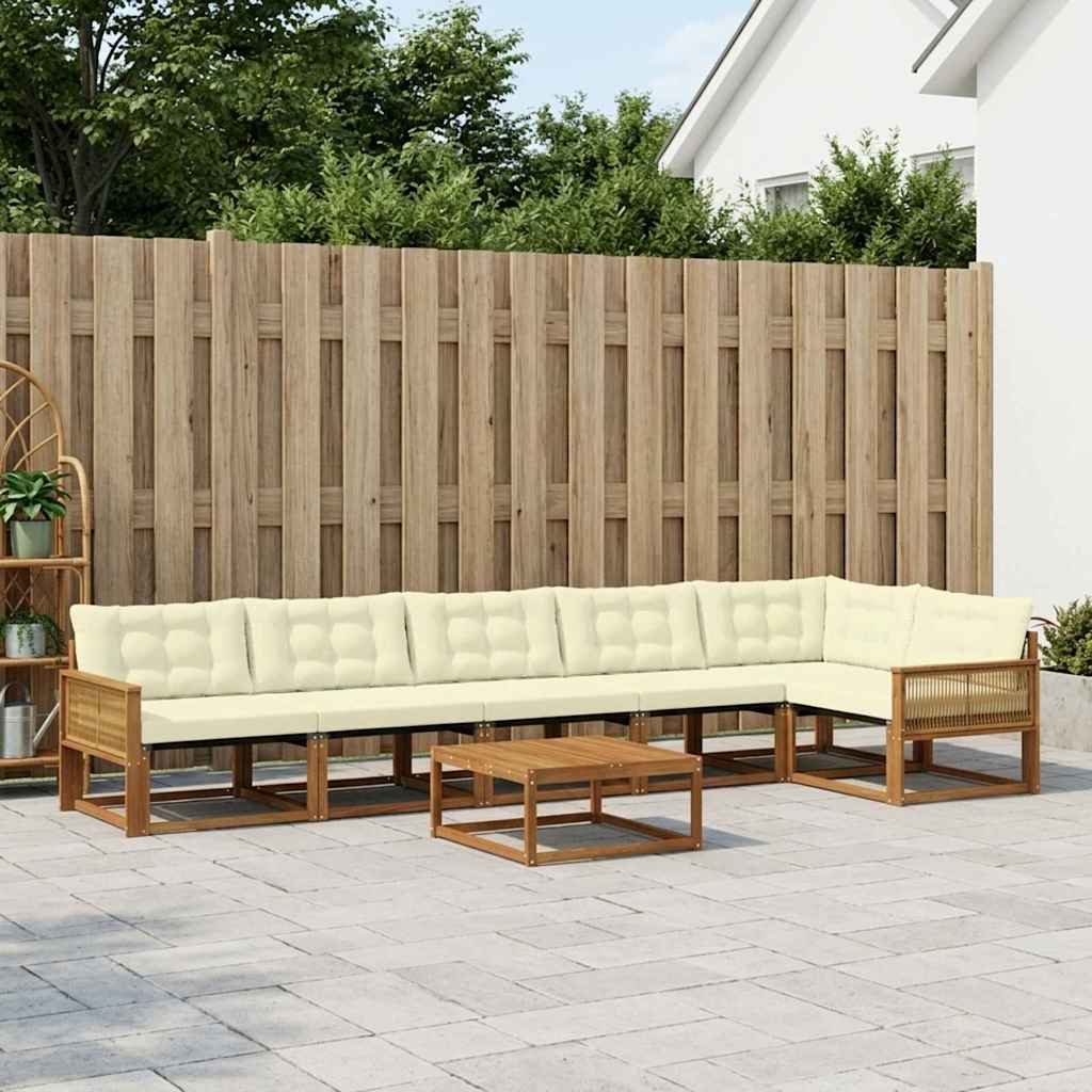 vidaXL Σειρά Καναπέ Εξωτερικού με μαξιλάρι 7 pcs Φυσικό και Κρέμα