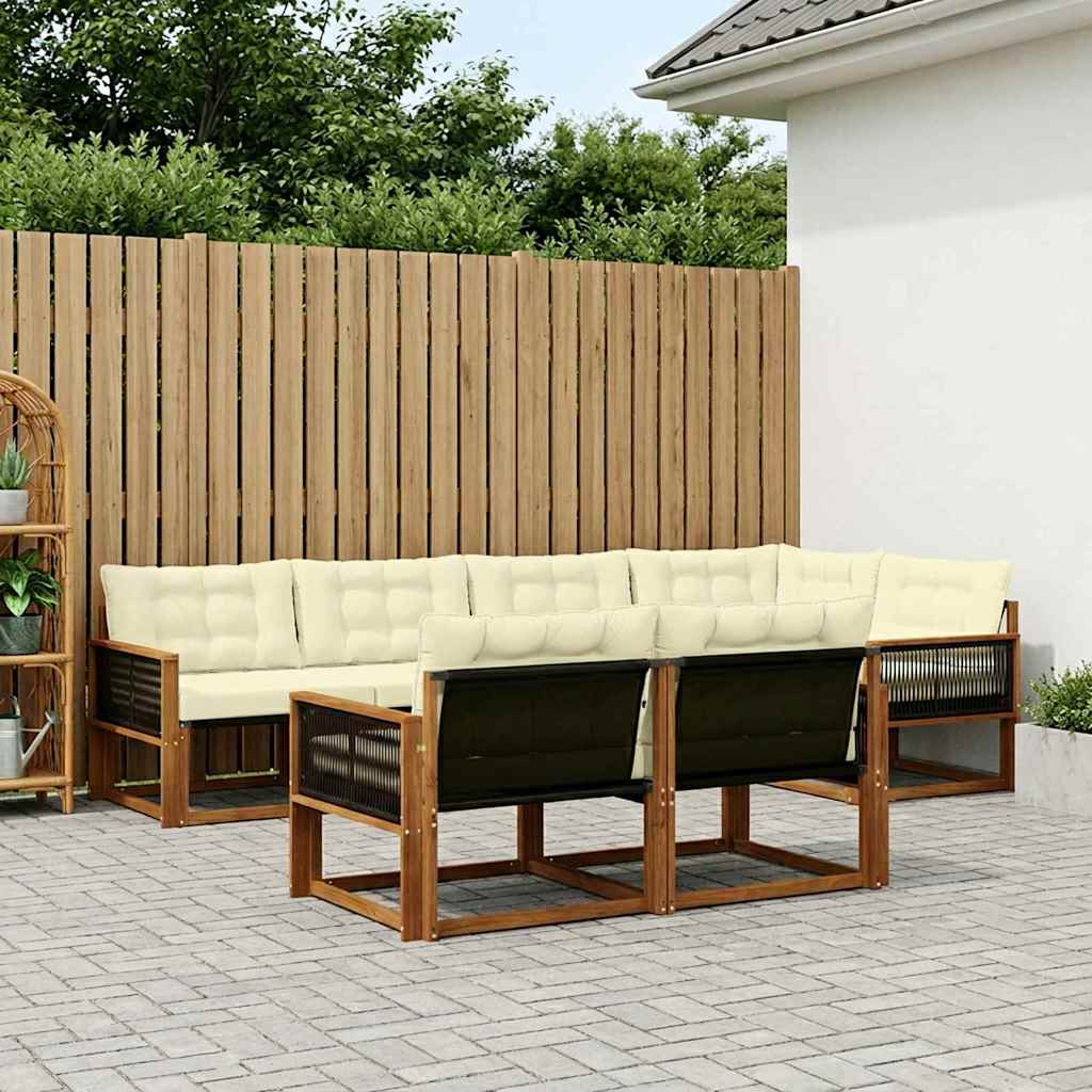 vidaXL Σειρά Καναπέ Εξωτερικού με μαξιλάρι 7 pcs Φυσικό και Κρέμα