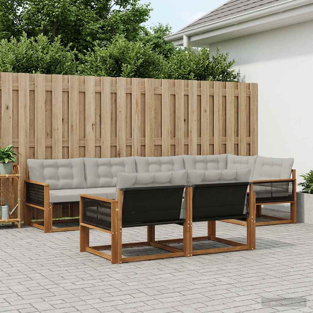 vidaXL Σειρά Καναπέ Εξωτερικού 7 pcs Φυσικό και Ανοιχτό Γκρι