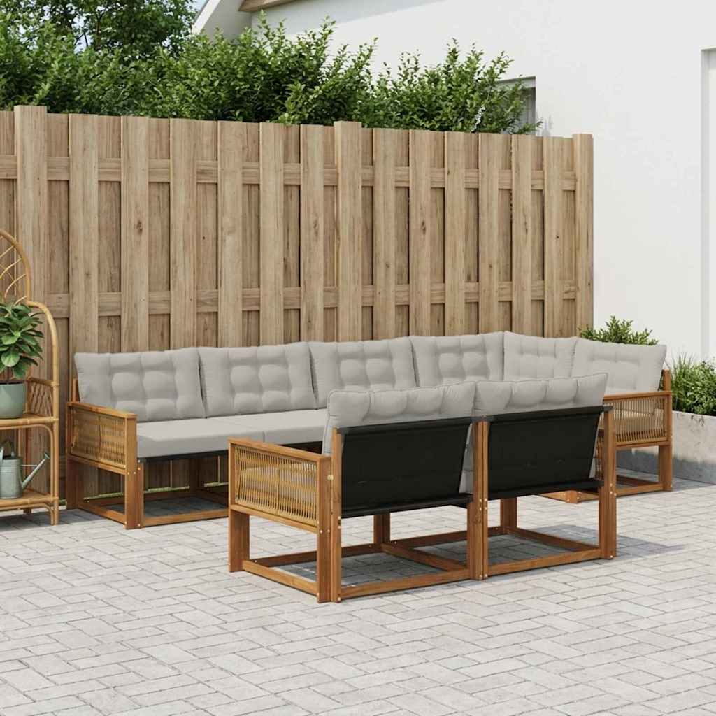 vidaXL Σειρά Καναπέ Εξωτερικού 7 pcs Φυσικό και Ανοιχτό Γκρι