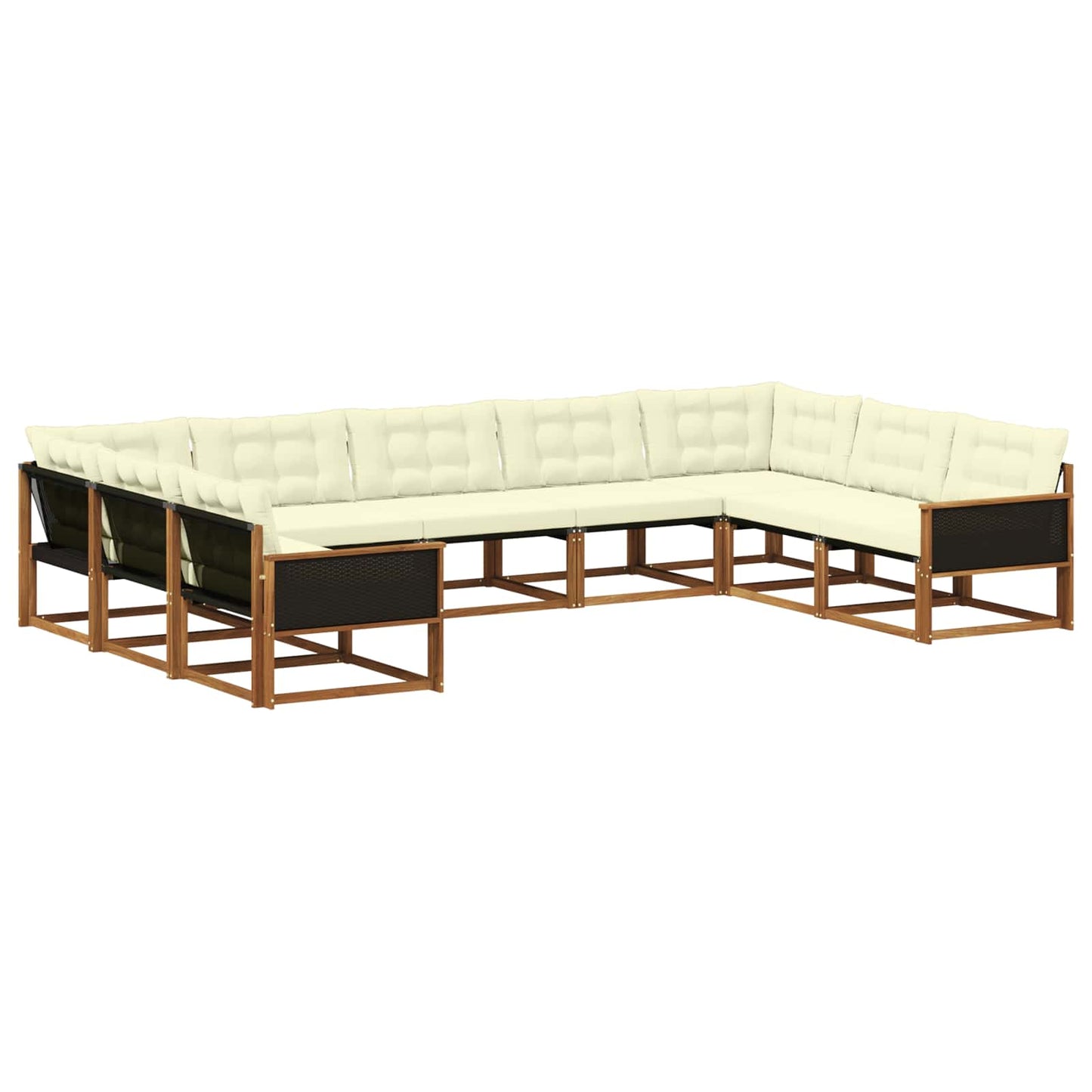 vidaXL Σειρά Καναπέ Εξωτερικού με μαξιλάρι 9 pcs Φυσικό και Κρέμα