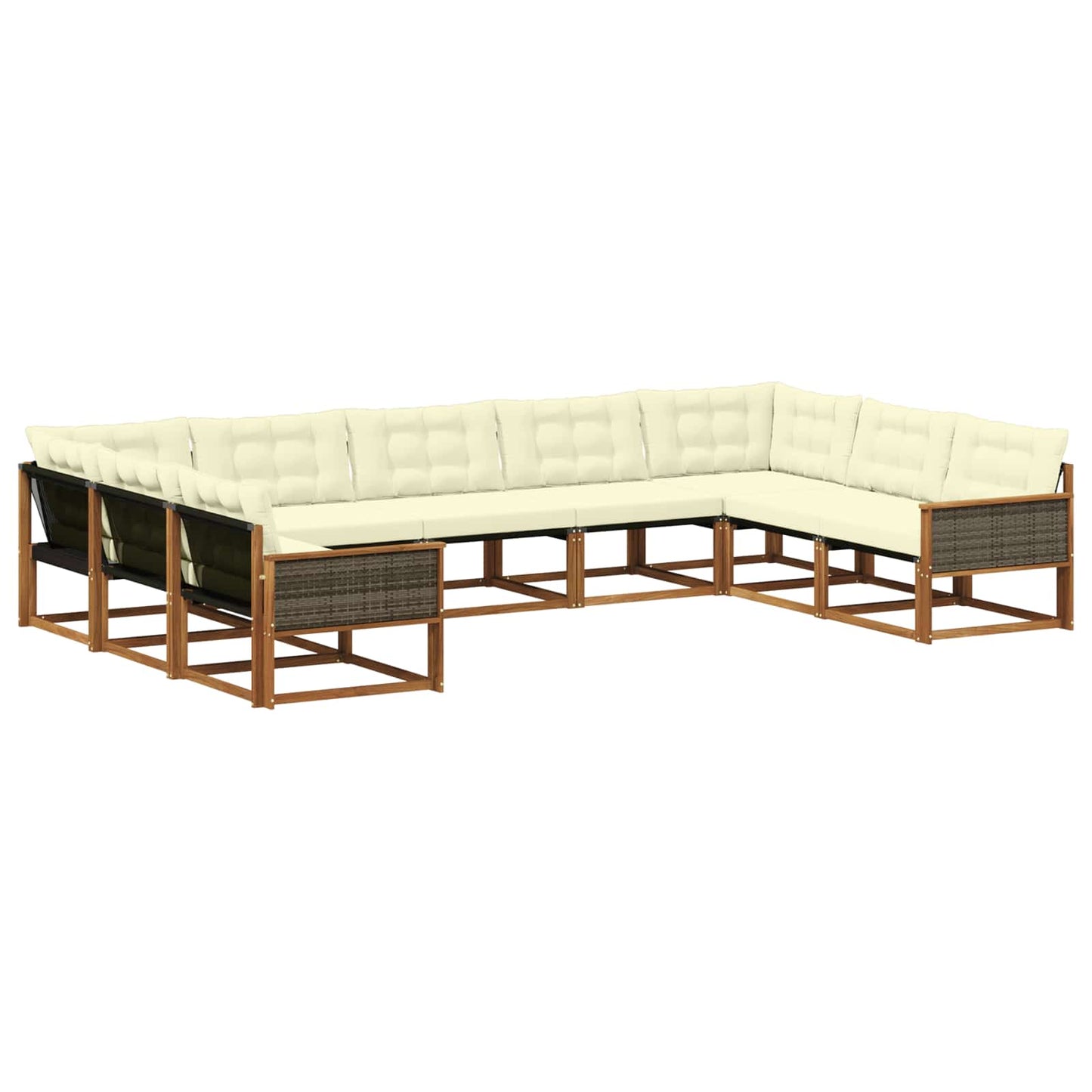 vidaXL Σειρά Καναπέ Εξωτερικού με μαξιλάρι 9 pcs Φυσικό και Κρέμα