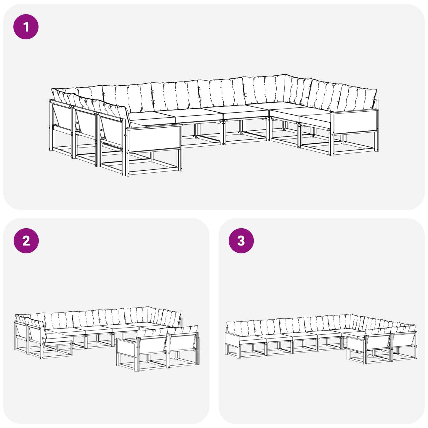 vidaXL Σειρά Καναπέ Εξωτερικού με μαξιλάρι 9 pcs Φυσικό και Κρέμα