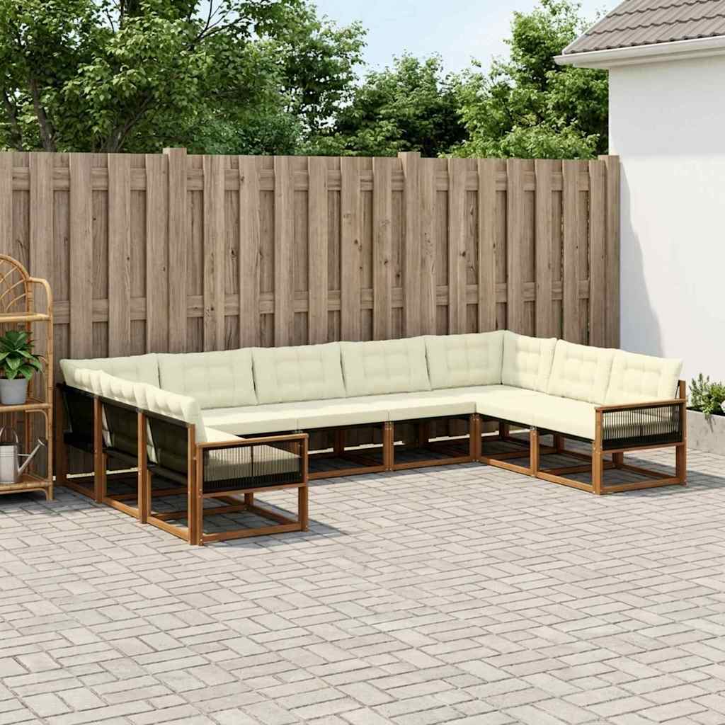 vidaXL Σειρά Καναπέ Εξωτερικού με μαξιλάρι 9 pcs Φυσικό και Κρέμα