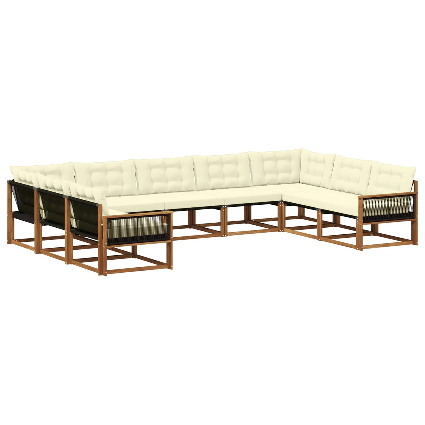 vidaXL Σειρά Καναπέ Εξωτερικού με μαξιλάρι 9 pcs Φυσικό και Κρέμα