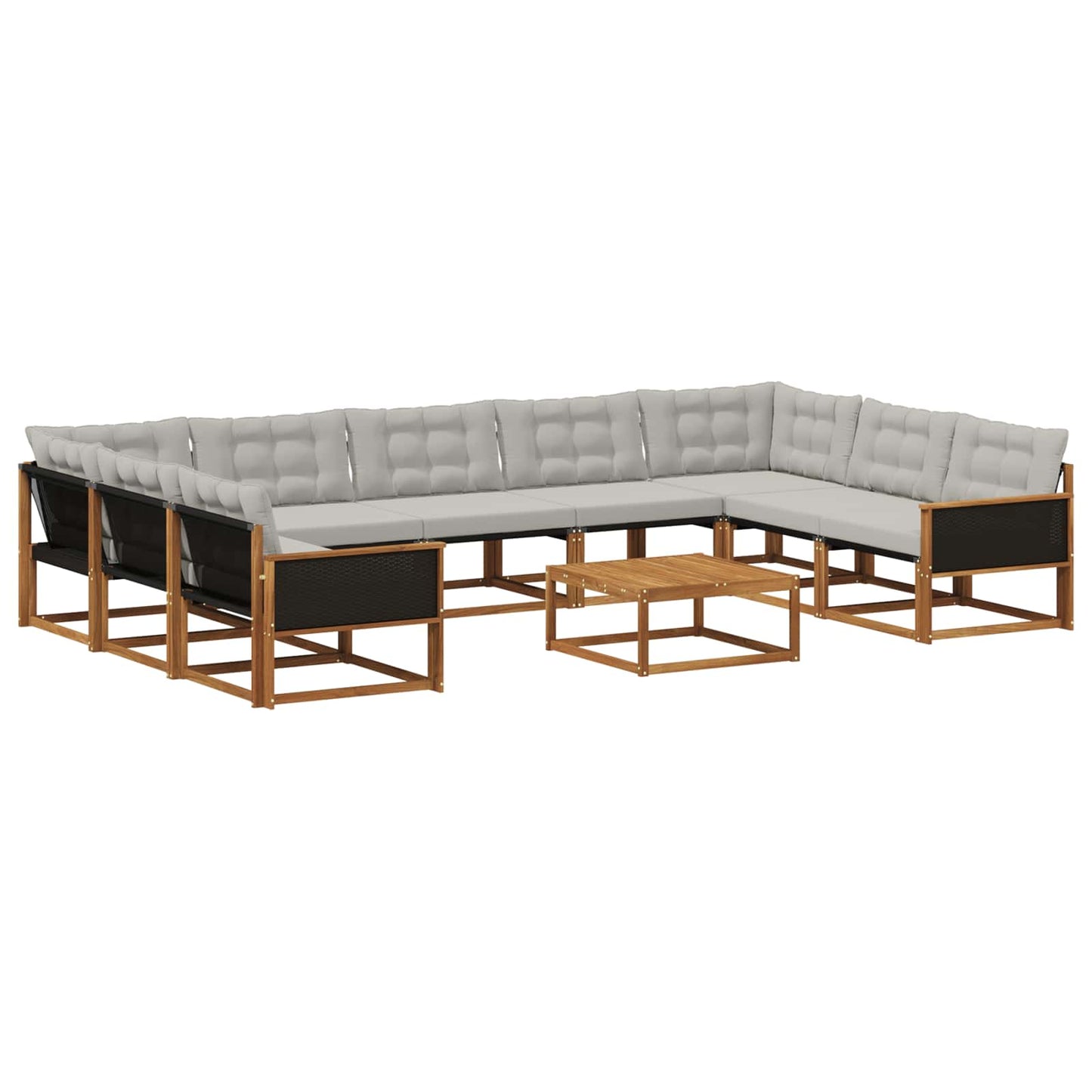 vidaXL Σειρά Καναπέ Εξωτερικού 10 pcs Φυσικό και Ανοιχτό Γκρι