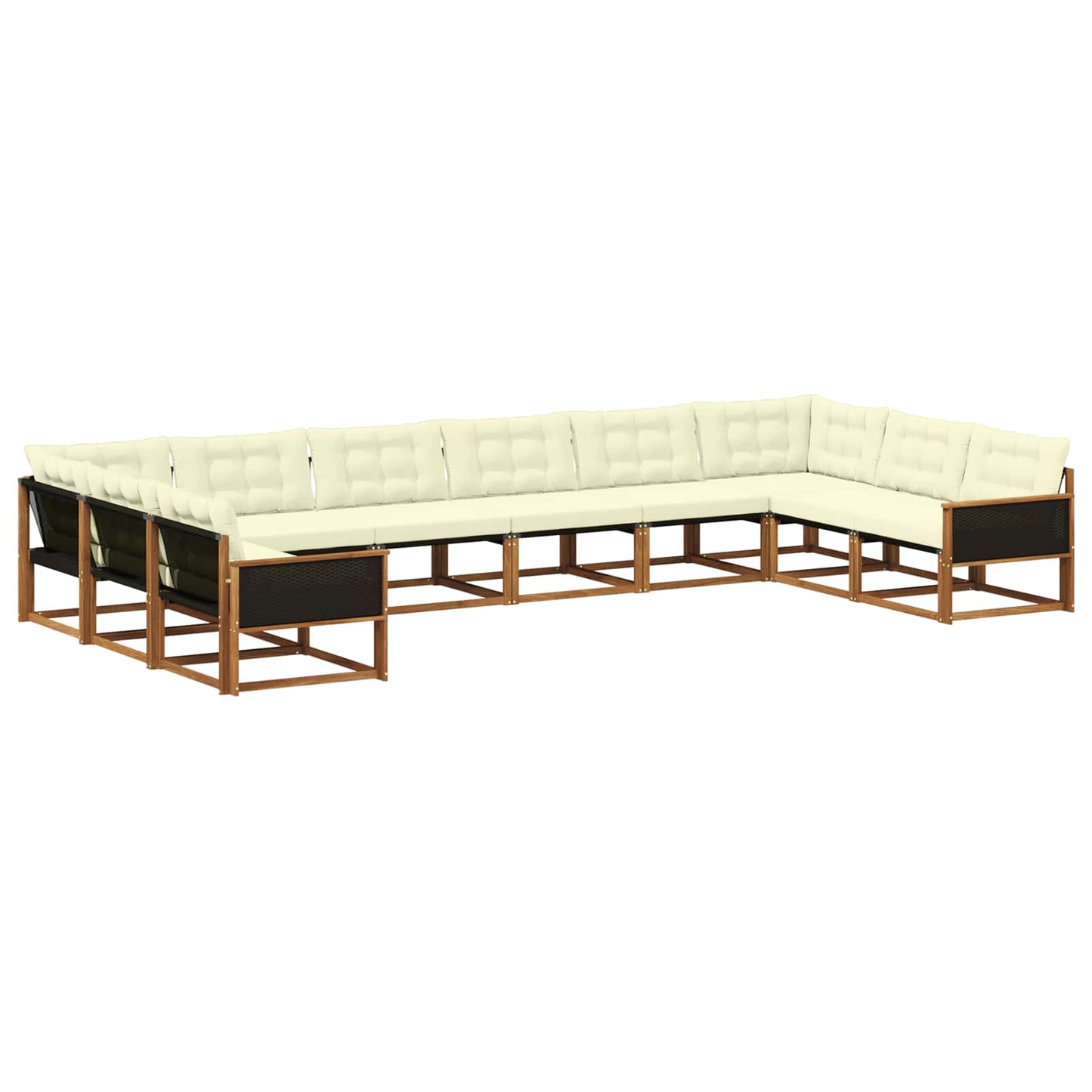 vidaXL Σειρά Καναπέ Εξωτερικού με μαξιλάρι 10 pcs Φυσικό και Κρέμα