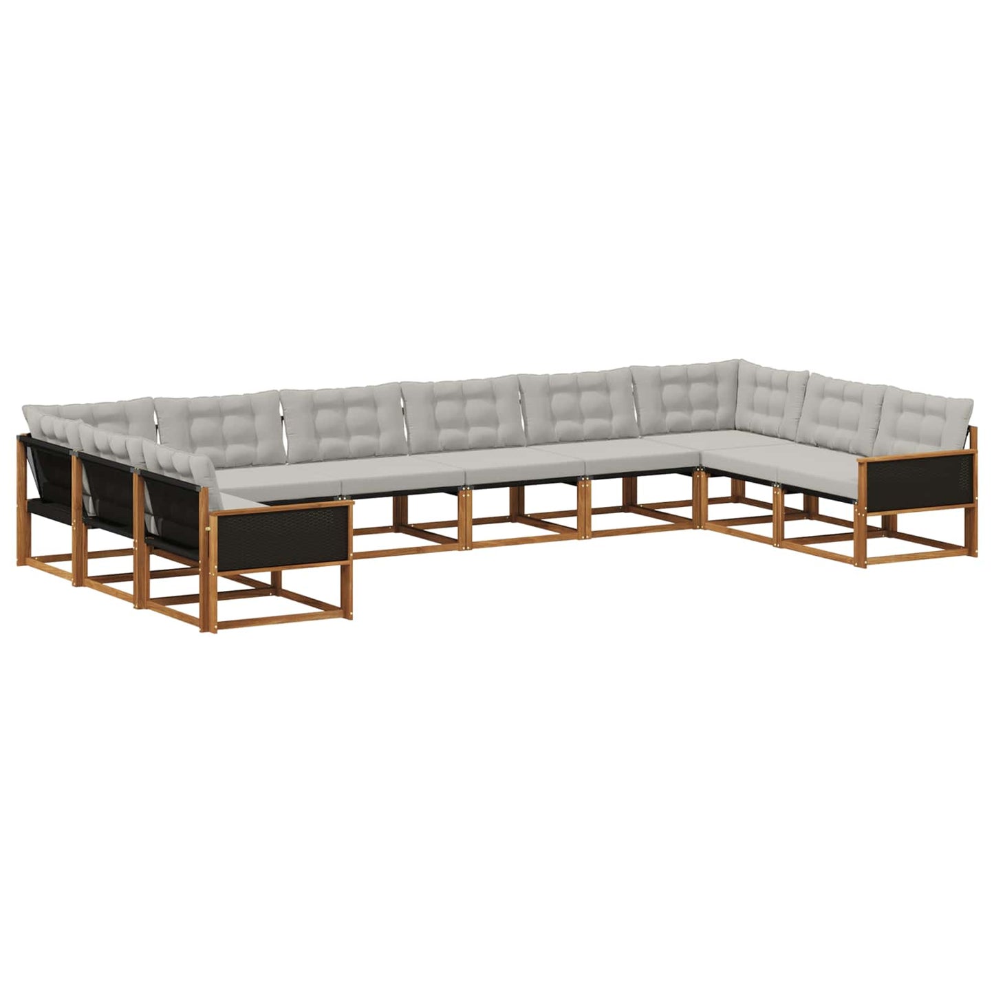 vidaXL Σειρά Καναπέ Εξωτερικού 10 pcs Φυσικό και Ανοιχτό Γκρι
