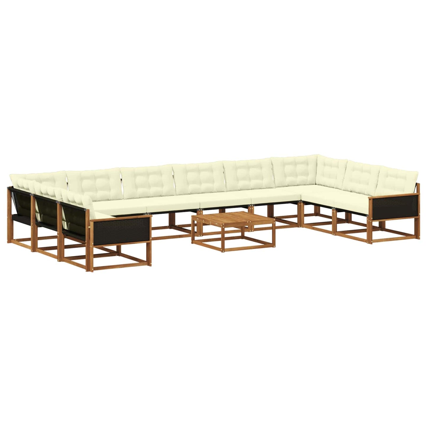 vidaXL Σειρά Καναπέ Εξωτερικού με μαξιλάρι 11 pcs Φυσικό και Κρέμα