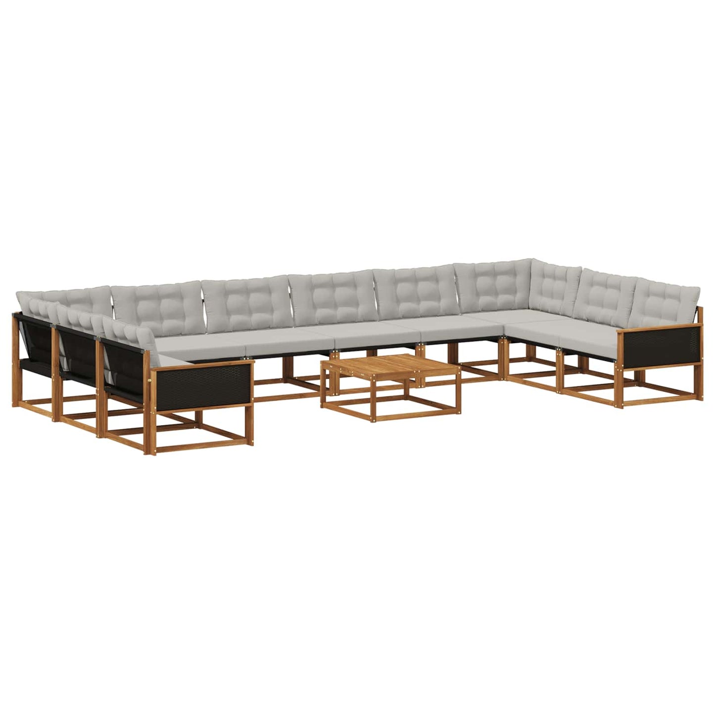 vidaXL Σειρά Καναπέ Εξωτερικού 11 pcs Φυσικό και Ανοιχτό Γκρι