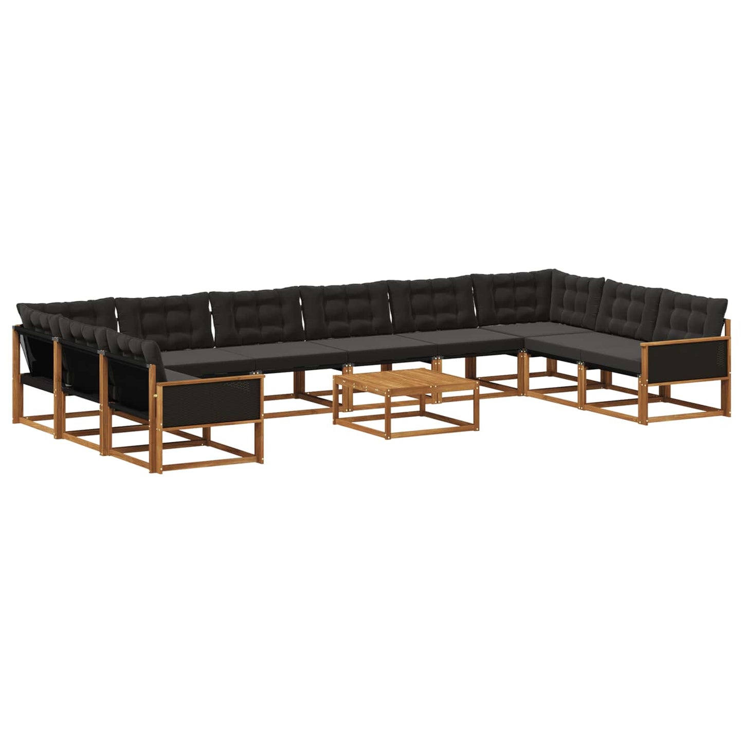vidaXL Σειρά Καναπέ Εξωτερικού με μαξιλάρι 11 pcs Φυσικό και Μαύρο